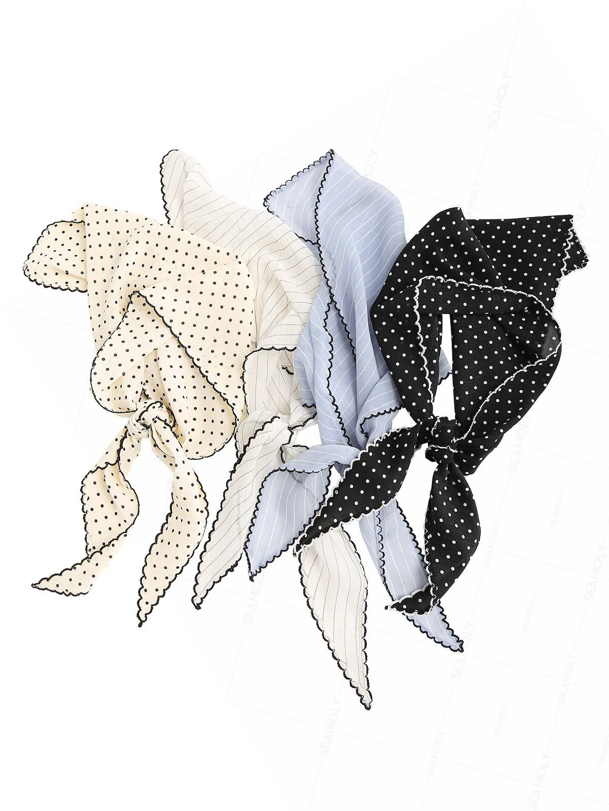 Striped/Polka Dot Print Bandana Triangle Kerchief Headband Hair Scarf - Image 10