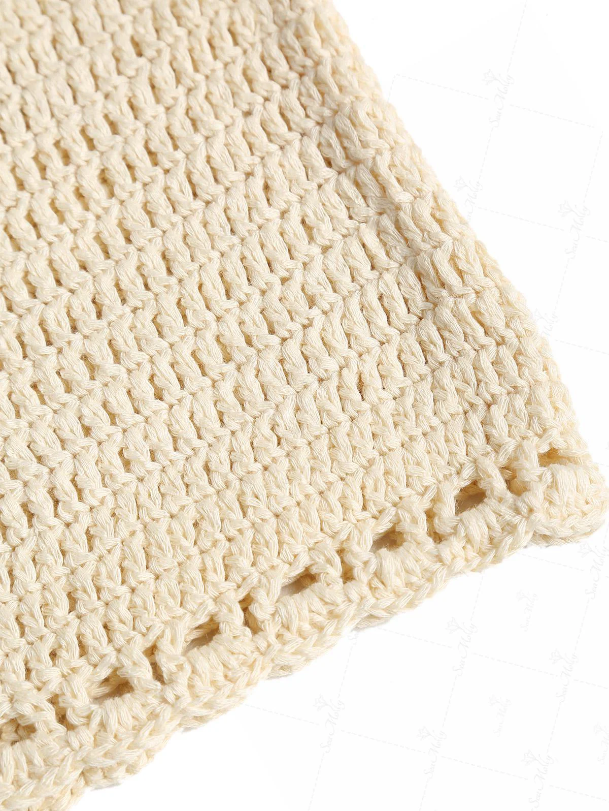 Vintage Crochet Knit Low Rise Beach Cover Up Mini Shorts - Image 6