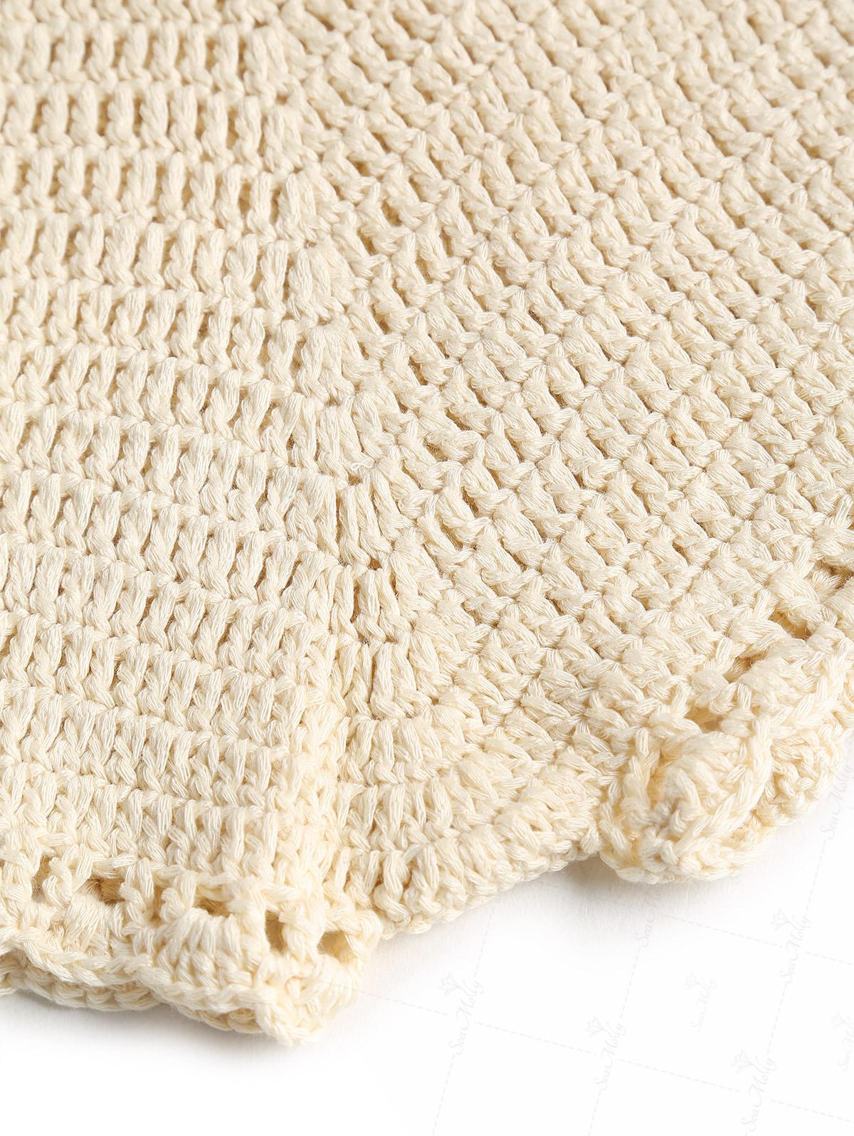 Vintage Crochet Knit Low Rise Beach Cover Up Mini Shorts - Image 8