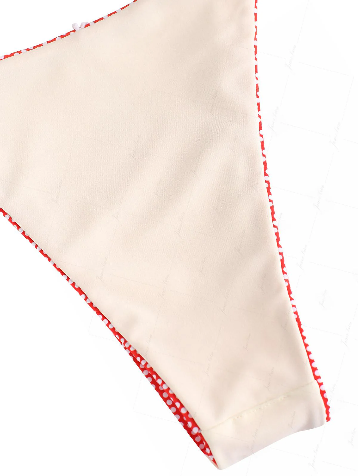 Cherry Red Polka Dot Print Ruched Triangle Bikini Set - Image 10