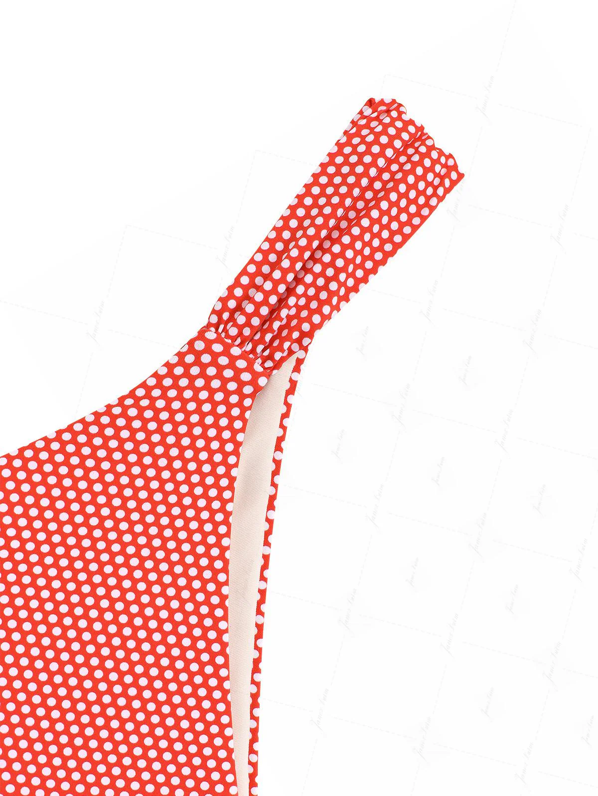 Cherry Red Polka Dot Print Ruched Triangle Bikini Set - Image 8