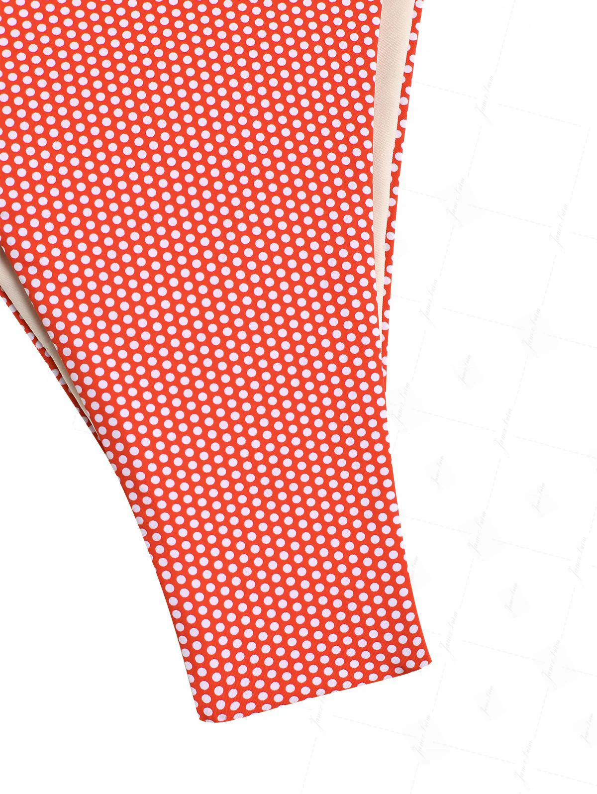 Cherry Red Polka Dot Print Ruched Triangle Bikini Set - Image 9