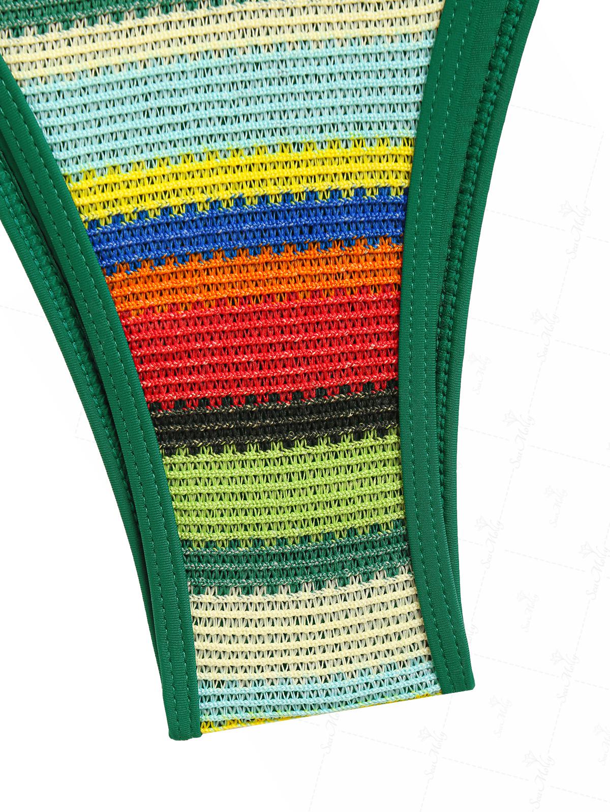 Seamolly Vintage Colorblock Stripes Tie Side Tankini Set - Image 8