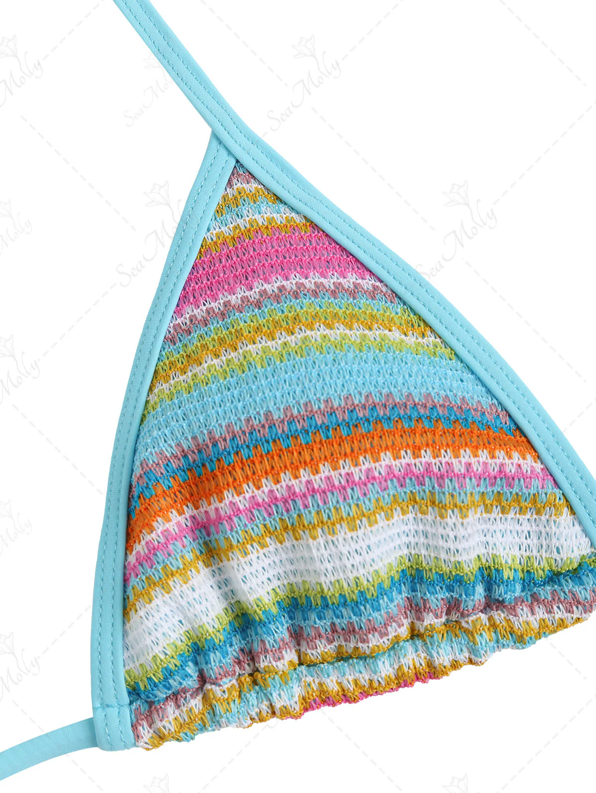 Seamolly Colorblock Stripes Triangle Halter Tied Bikini Set - Image 3