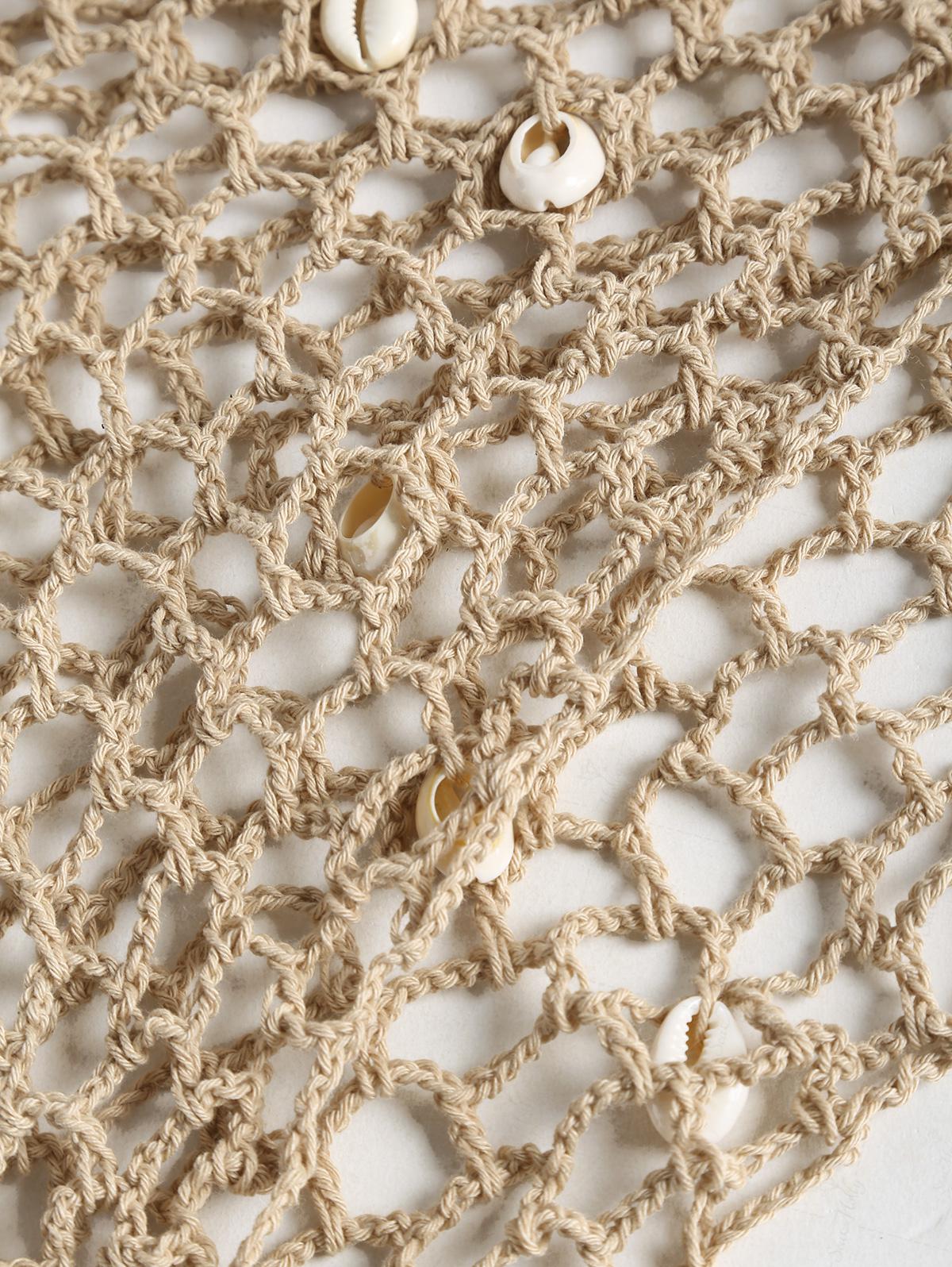 Crochet Hollow Out Shell Decor Beach Cover Up Sarong - Image 3