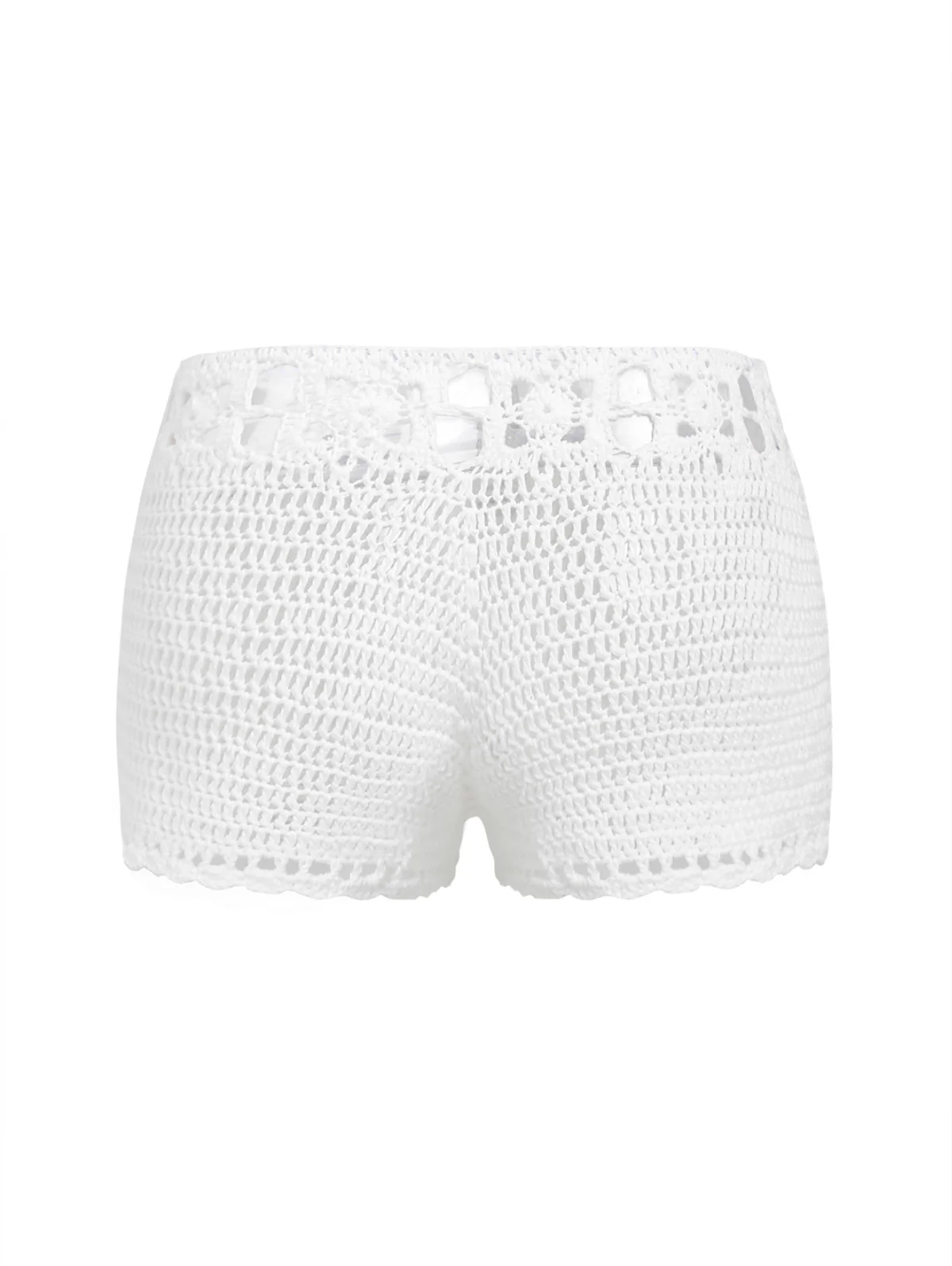 Vintage Crochet Knit Low Rise Beach Mini Shorts - Image 9