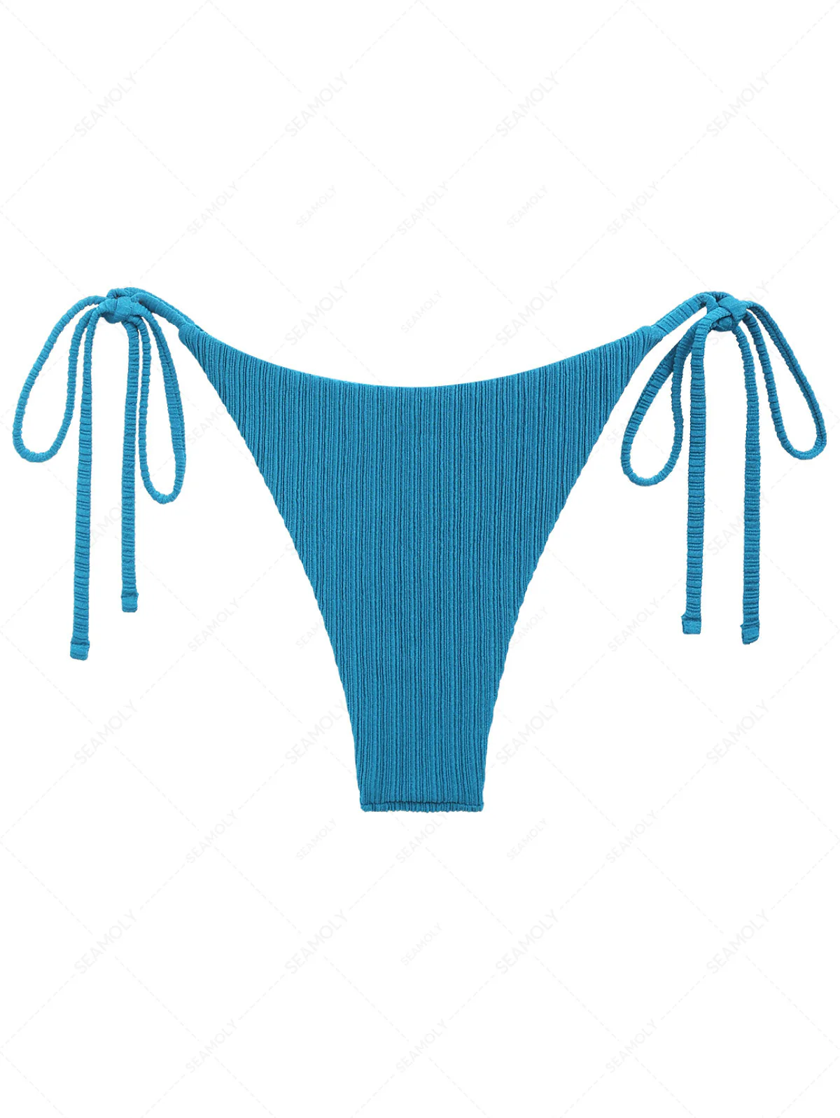 Deep Green Textured Tie Side Cheeky Bikini Bottom - Image 7