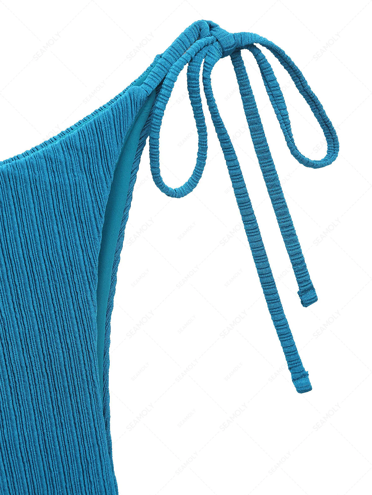 Deep Green Textured Tie Side Cheeky Bikini Bottom - Image 8