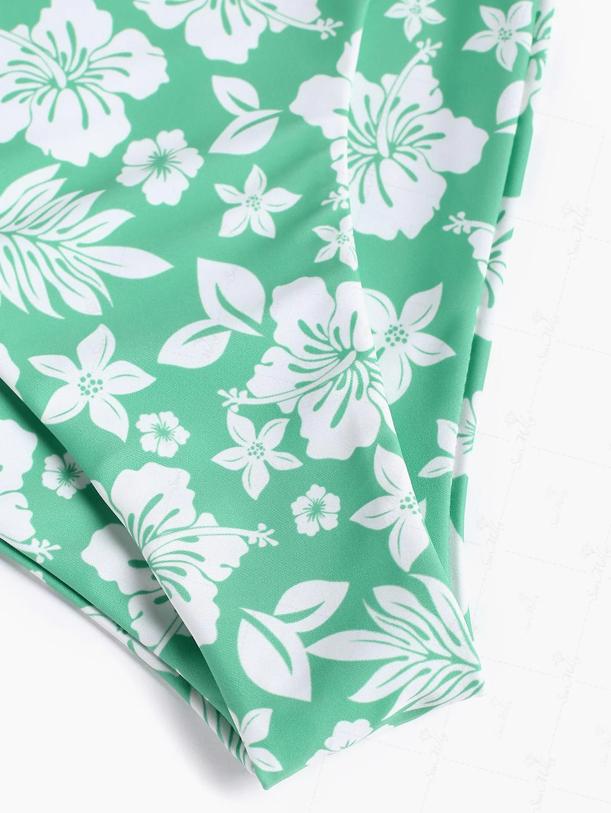 Seamolly Hawaii Style Floral Print Halter Tied High Waisted Tankini Set - Image 4
