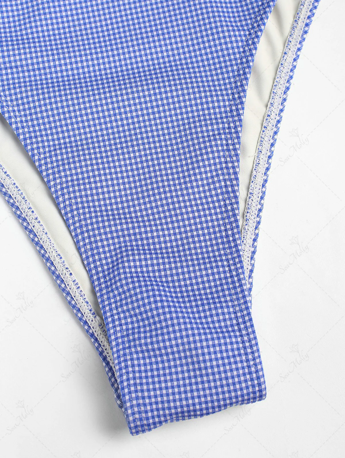 Seamolly Vintage Gingham Spliced Ruched Ruffles Retro Chic One-piece Swimsuit - Image 11