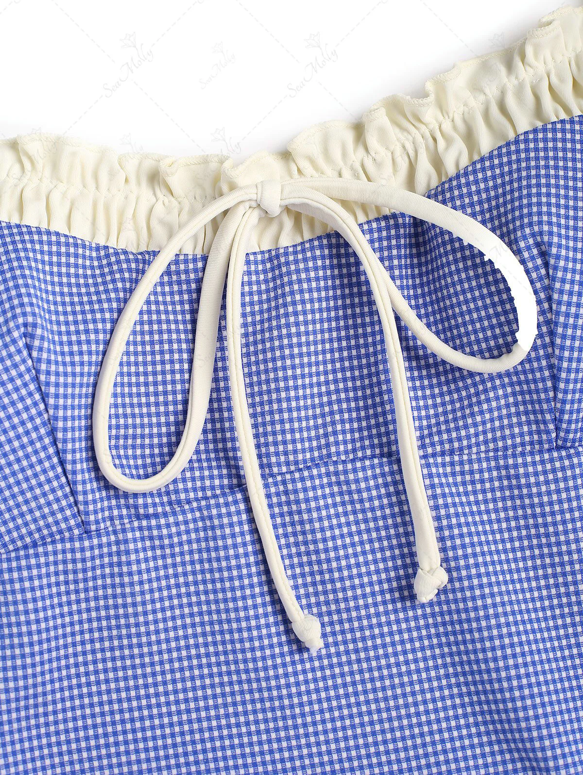 Seamolly Vintage Gingham Spliced Ruched Ruffles Retro Chic One-piece Swimsuit - Image 12