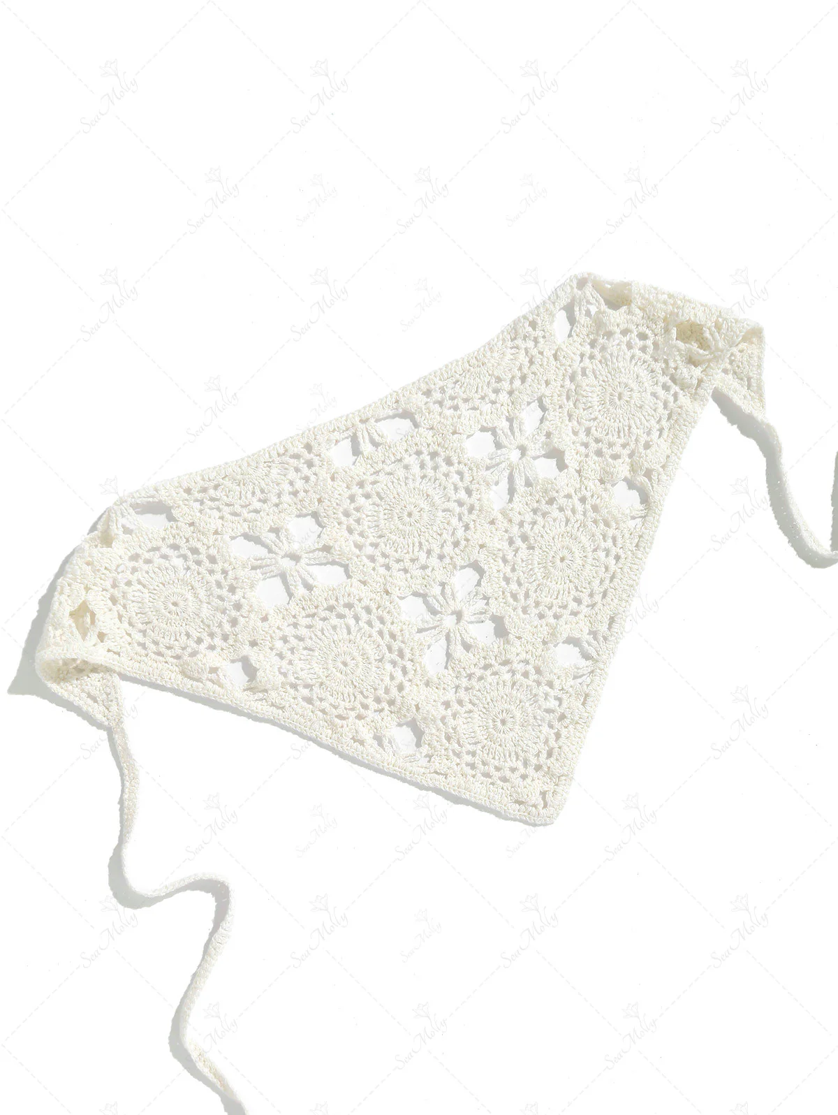Vintage Handmade Crochet Knitted Bandana Triangle Kerchief Headband Hair Scarf - Image 10