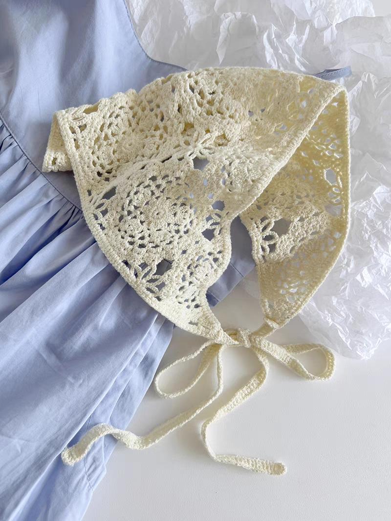 Vintage Handmade Crochet Knitted Bandana Triangle Kerchief Headband Hair Scarf - Image 5