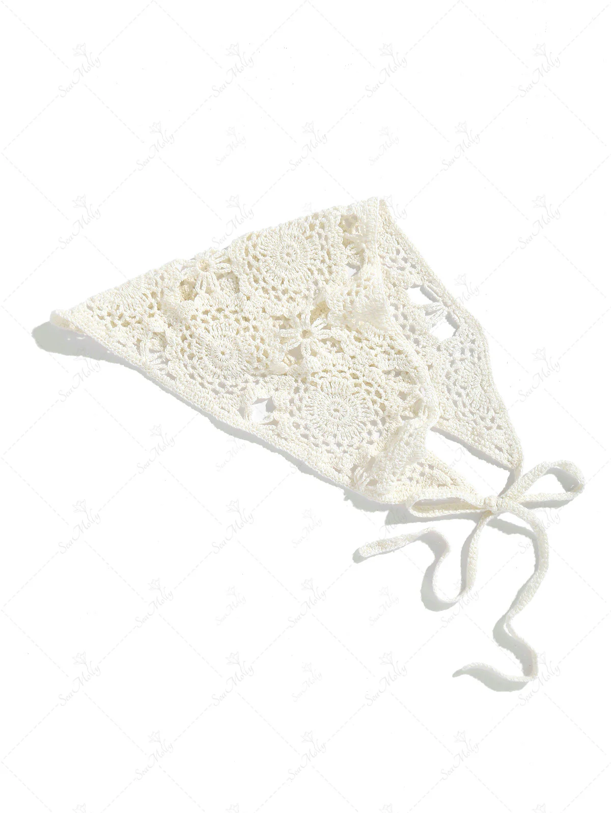 Vintage Handmade Crochet Knitted Bandana Triangle Kerchief Headband Hair Scarf - Image 7