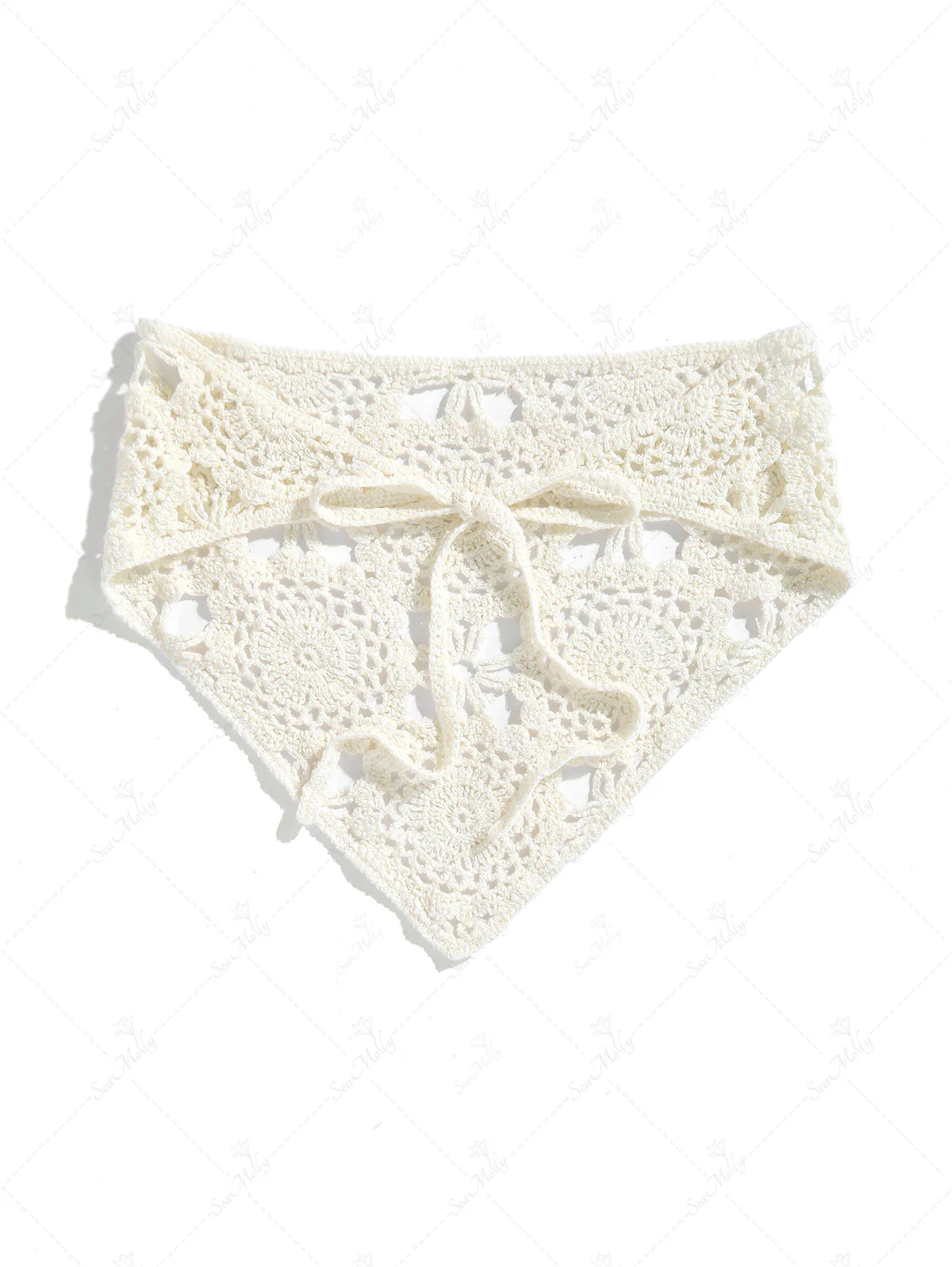 Vintage Handmade Crochet Knitted Bandana Triangle Kerchief Headband Hair Scarf - Image 9