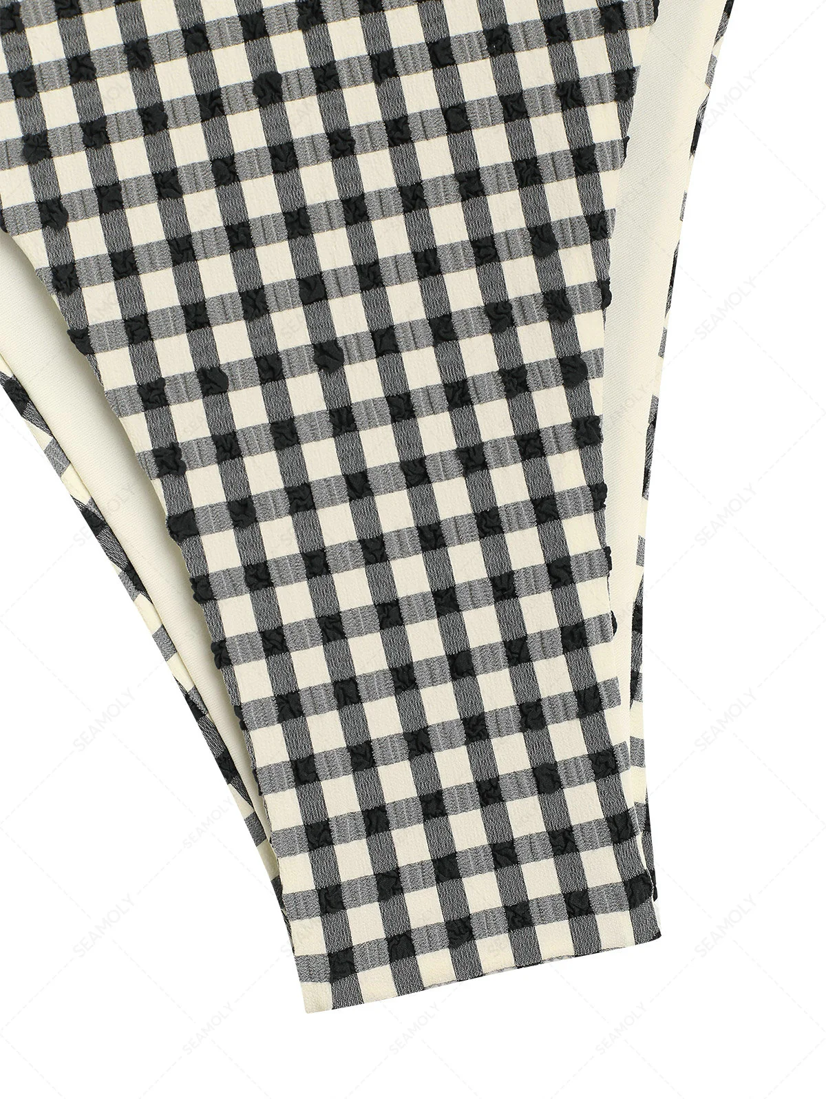 Vintage Black Plaid Picot Bowknot Cheeky Bikini Bottom - Image 4