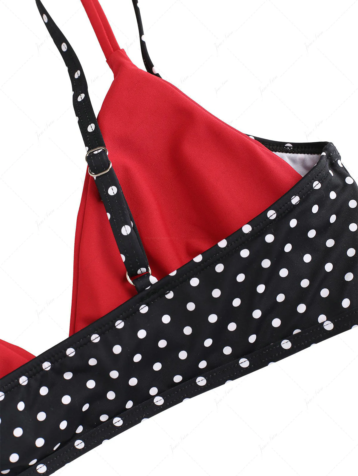 Black Polka Dot Print Double Layer Top & Cheeky Boyshorts Bikini Set - Image 4