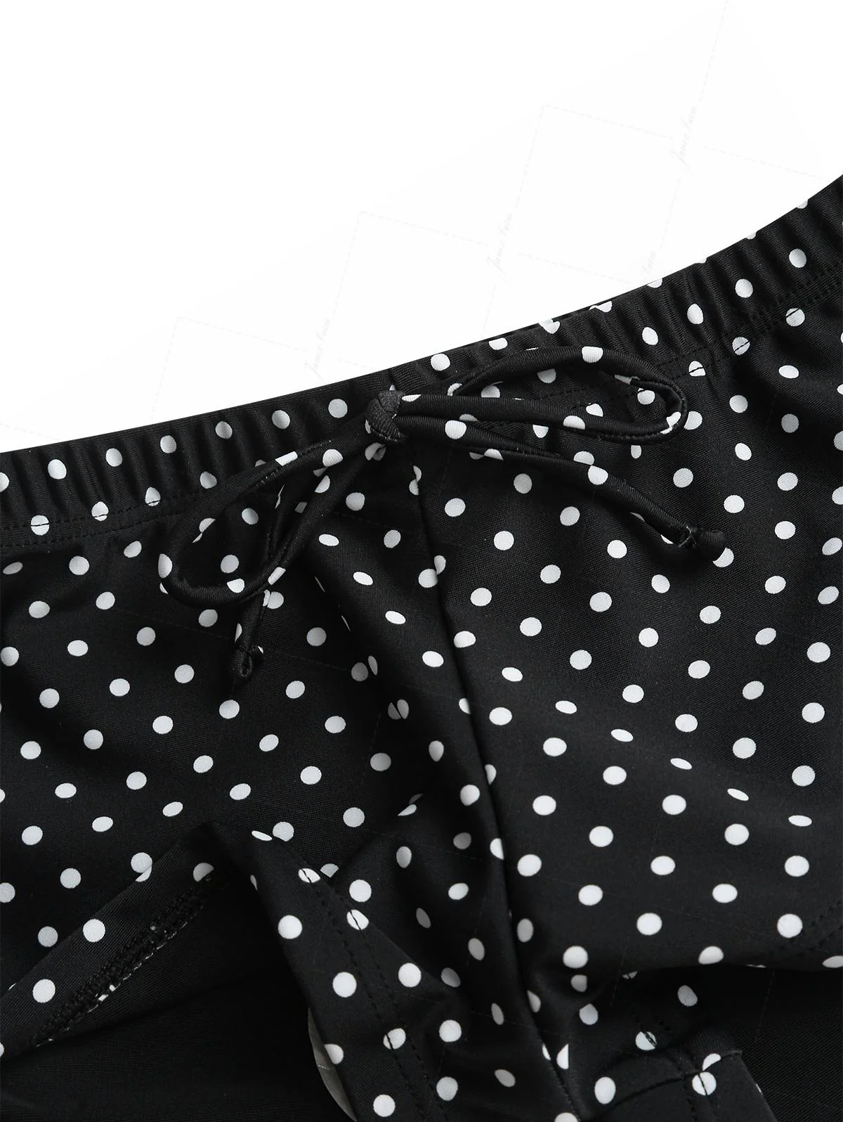 Black Polka Dot Print Double Layer Top & Cheeky Boyshorts Bikini Set - Image 5