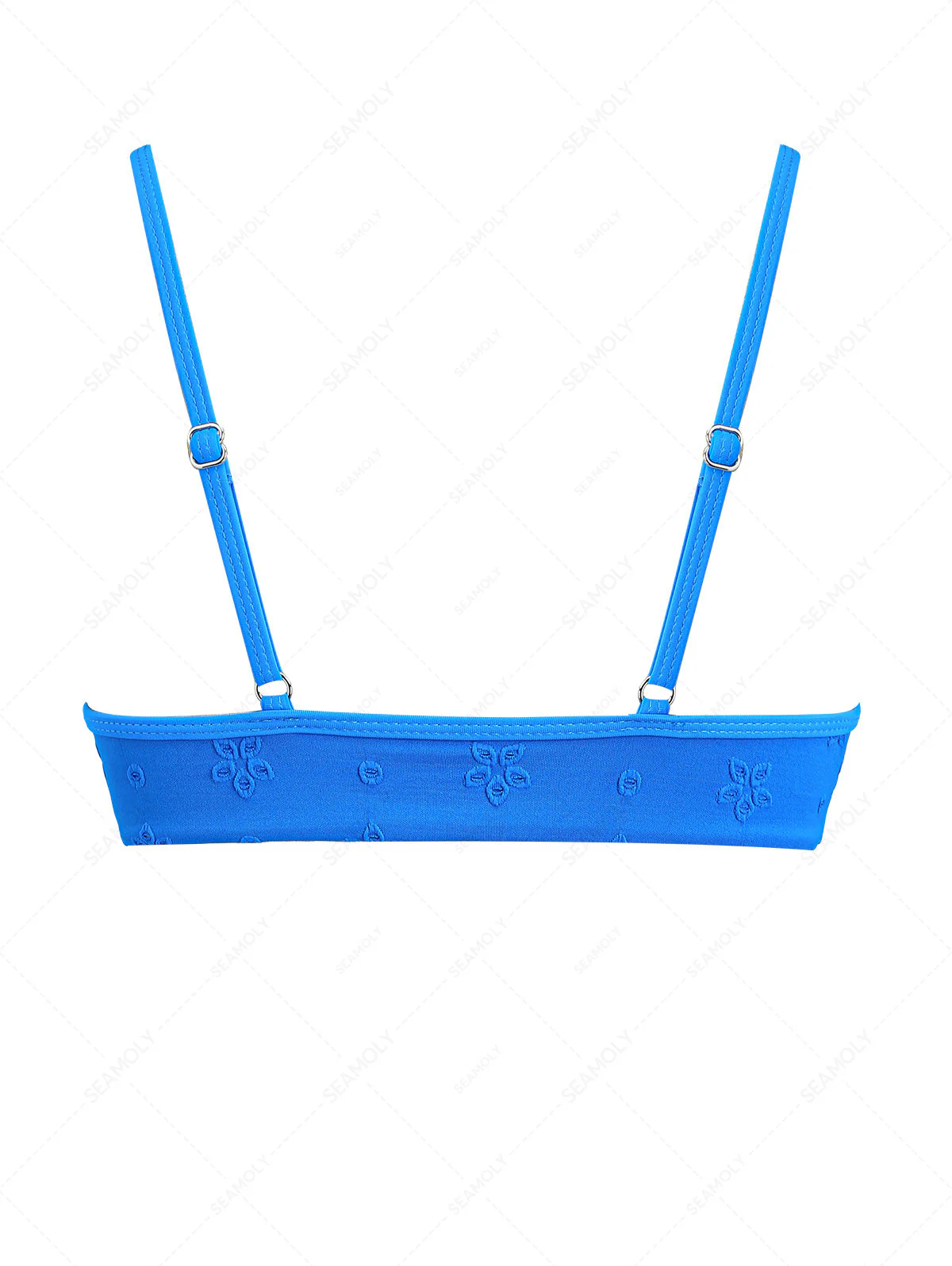 Blue Recycled Fabric Jacquard O Ring Bikini Top - Image 8