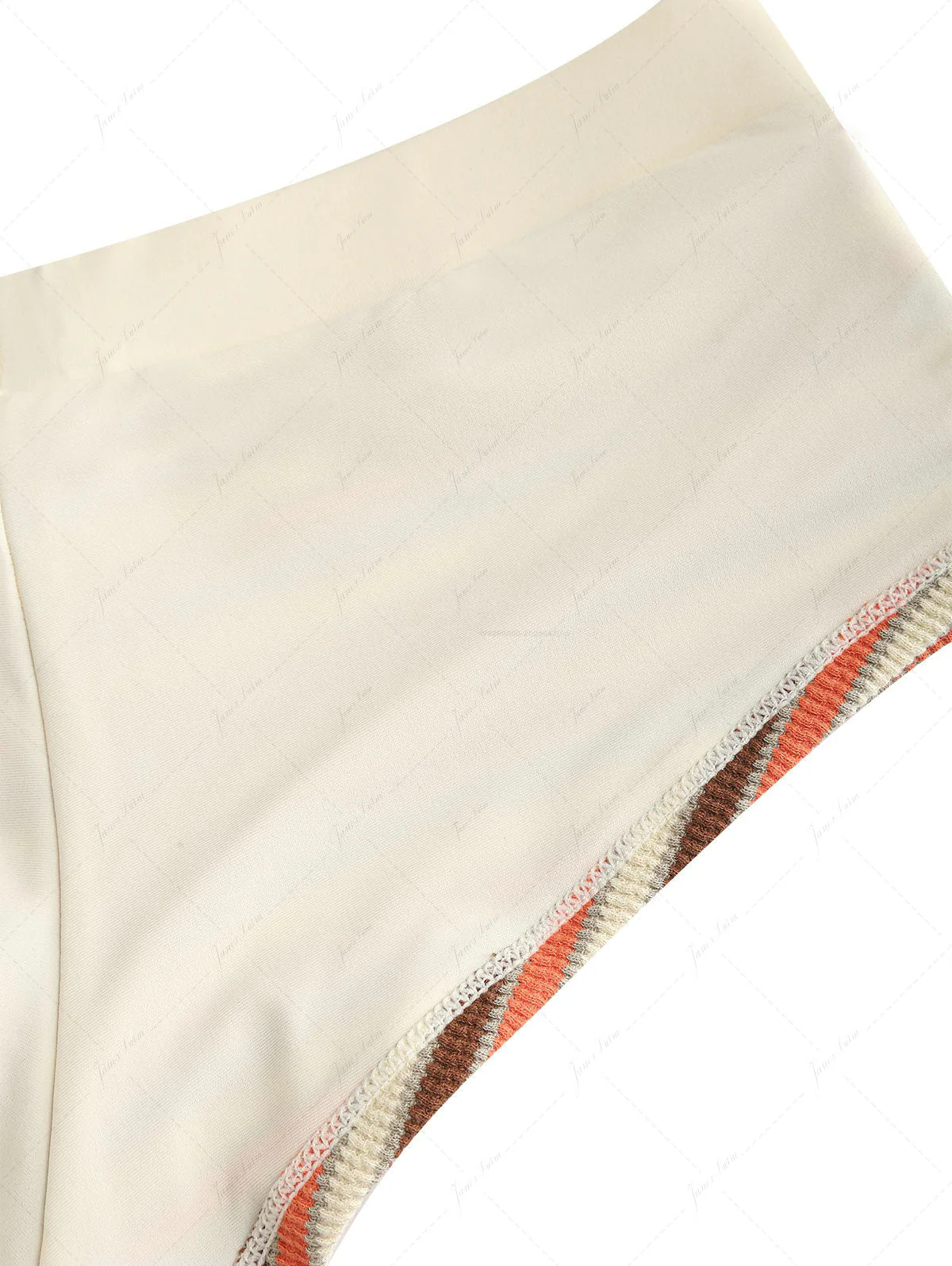Burnt Orange Striped Textured Bowknot Triangle Cheeky Boyshorts Bikini Set - Image 7