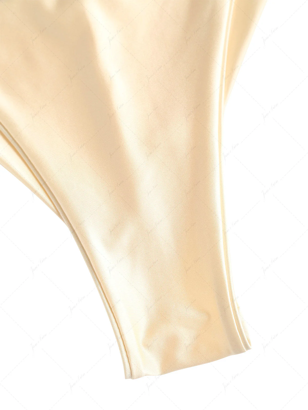Champagne Satin Ruched Triangle Top & String Cheeky Brazilian Bottom Bikini Set - Image 6