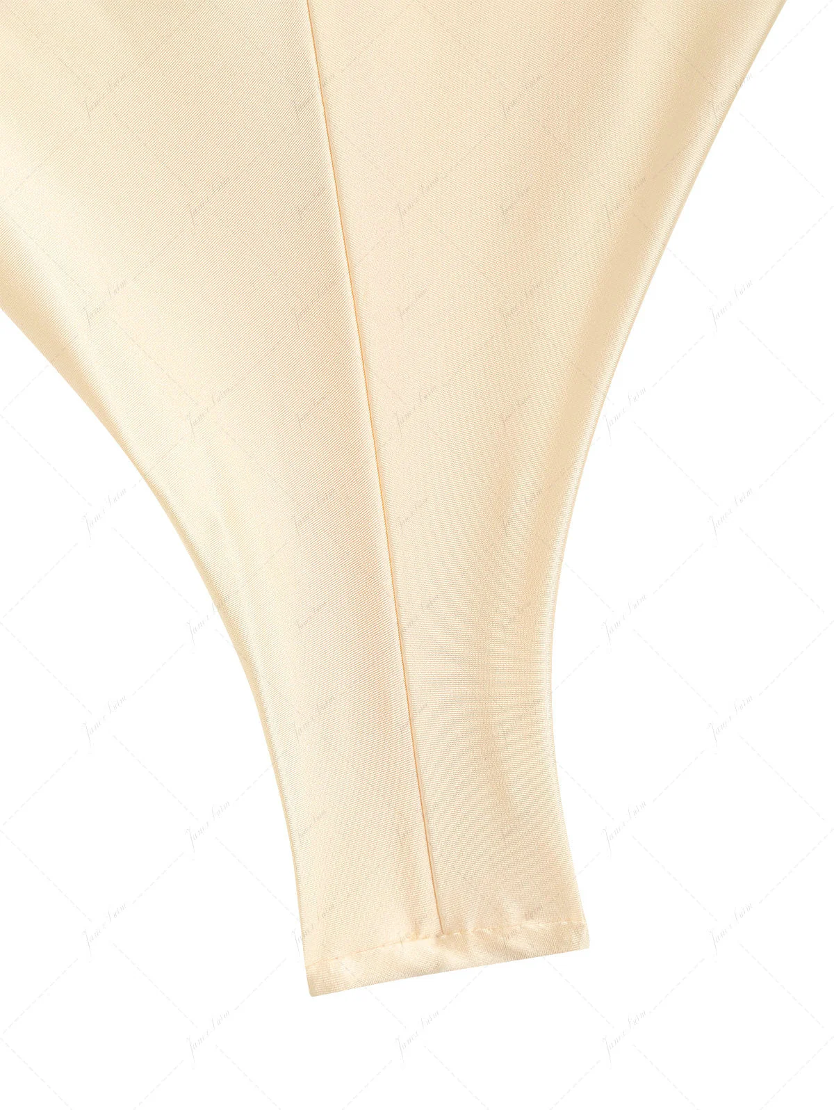 Champagne Satin Ruched Triangle Top & String Cheeky Brazilian Bottom Bikini Set - Image 7