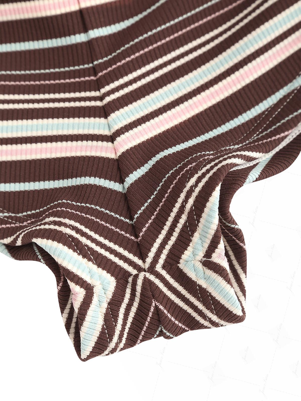 Deep Coffee Ribbed Striped Cutout Tie Side Cheeky Boyshorts Tankini Set - Image 7