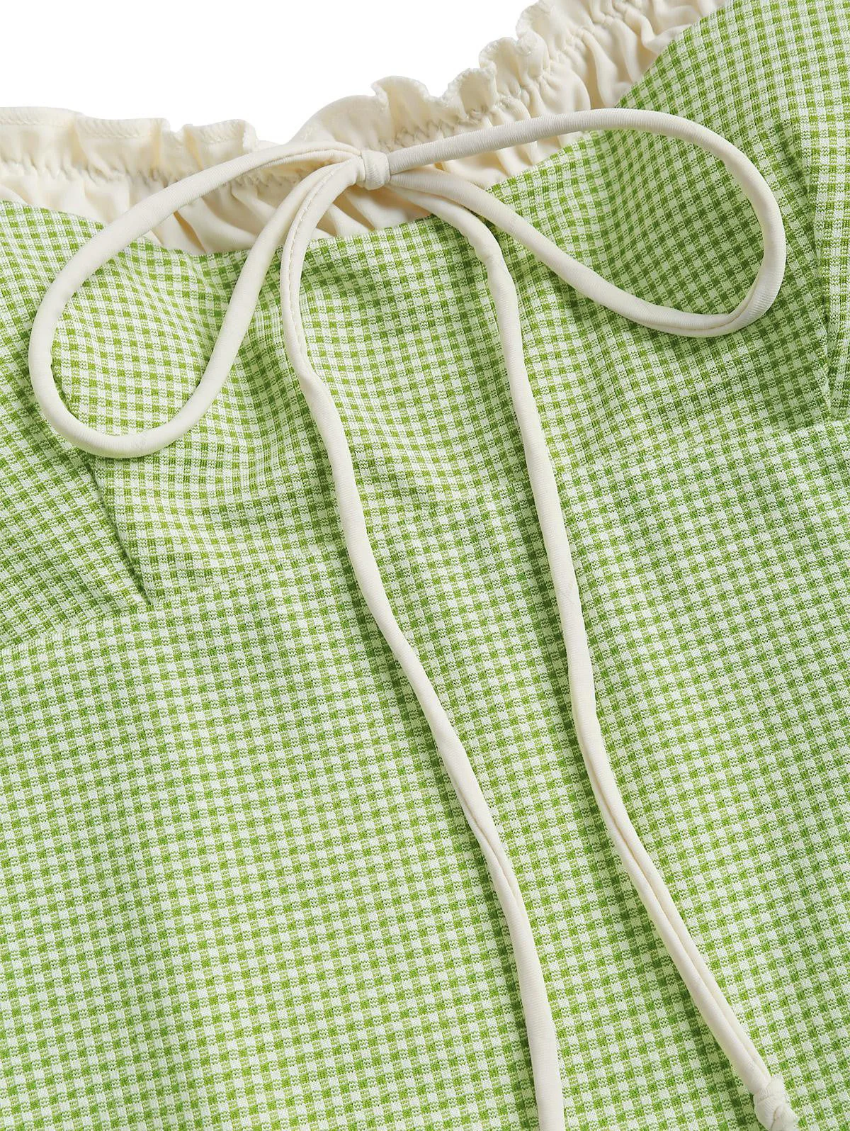 Green Plaid Vintage Spliced Ruched One-piece Swimsuit - Image 4