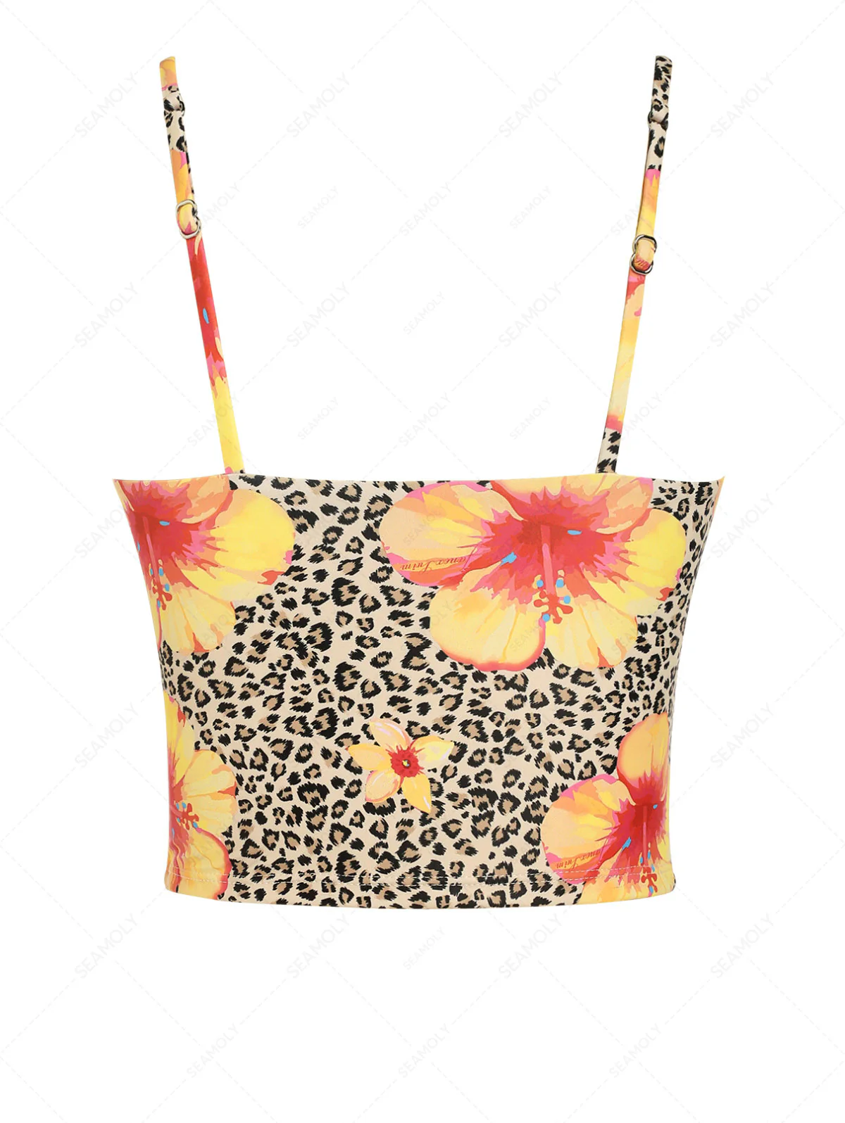 Leopard Floral Print Bowknot Tankini Top – Hawaii Style - Image 7