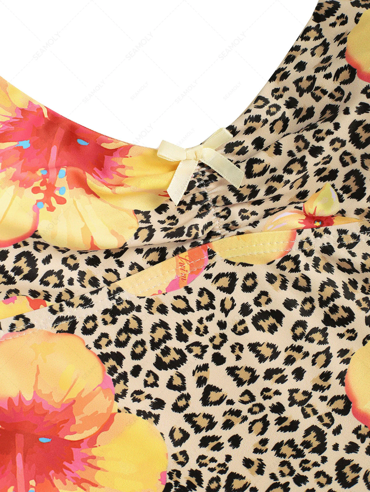 Leopard Floral Print Bowknot Tankini Top – Hawaii Style - Image 8