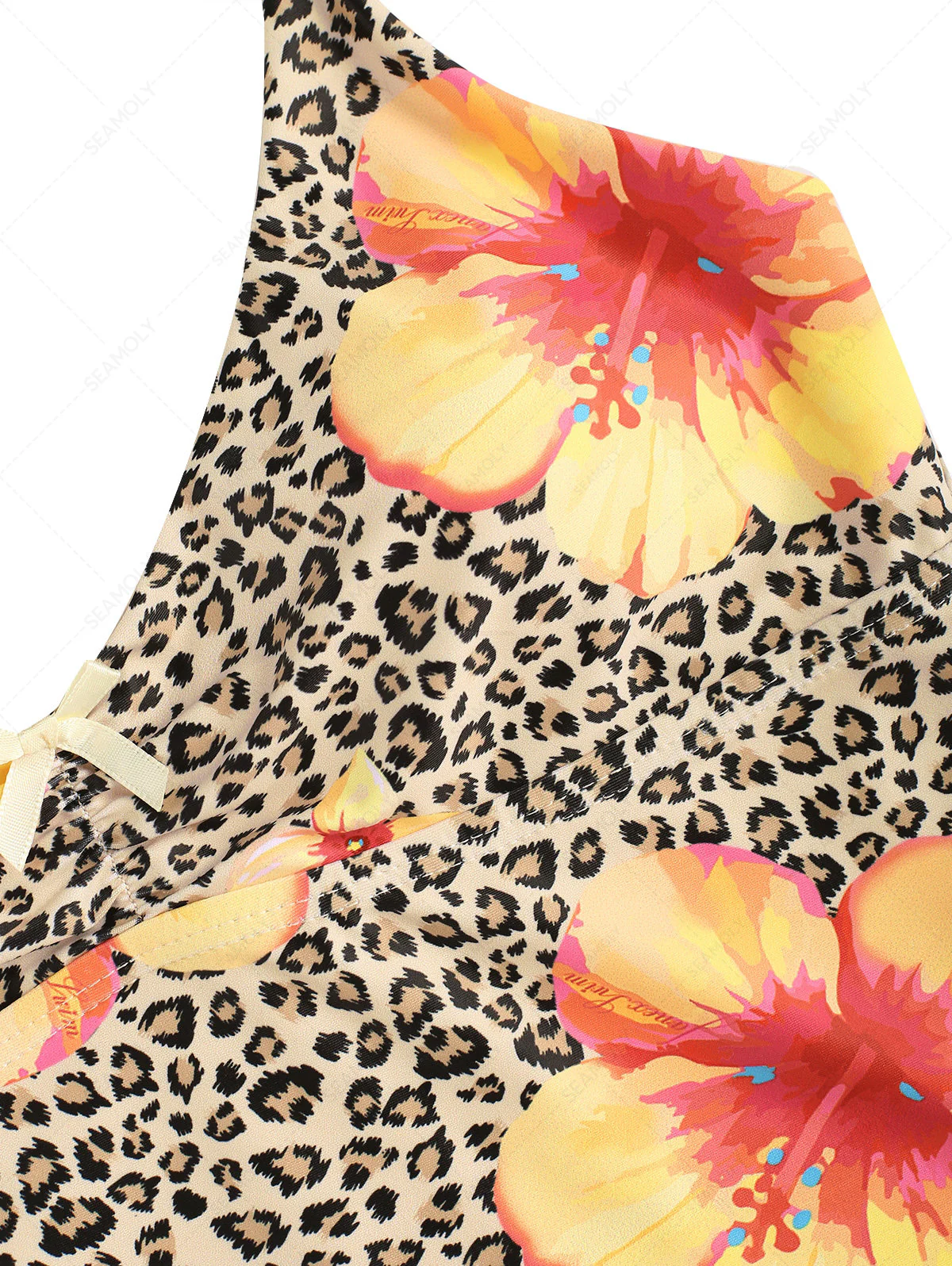 Leopard Floral Print Bowknot Tankini Top – Hawaii Style - Image 9
