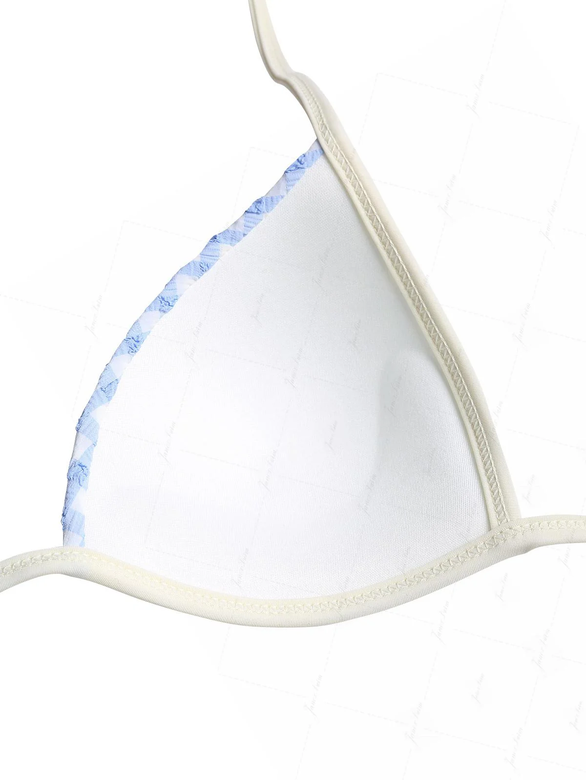 Light Blue Bubble Grid Textured Triangle Push Up Skirtini Bikini Set - Image 5