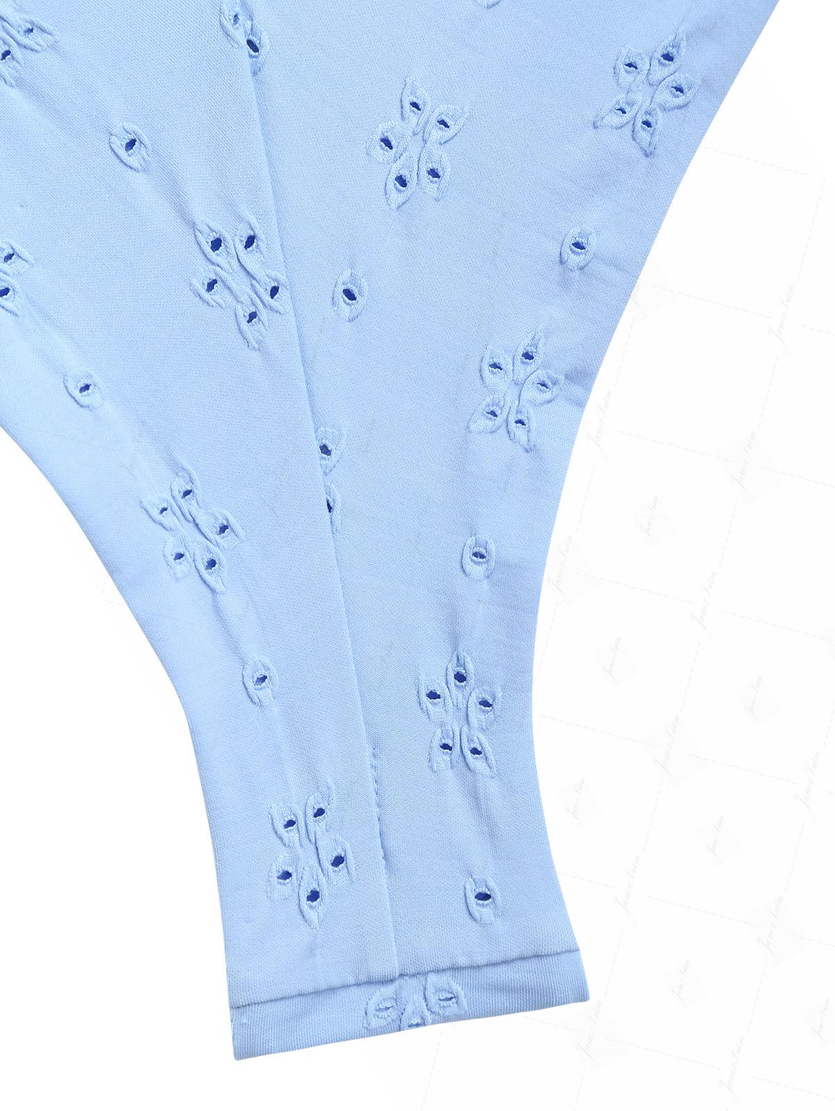 Light Blue Eyelet Jacquard Triangle Top & Cheeky Brazilian Bottom Bikini Set - Image 6