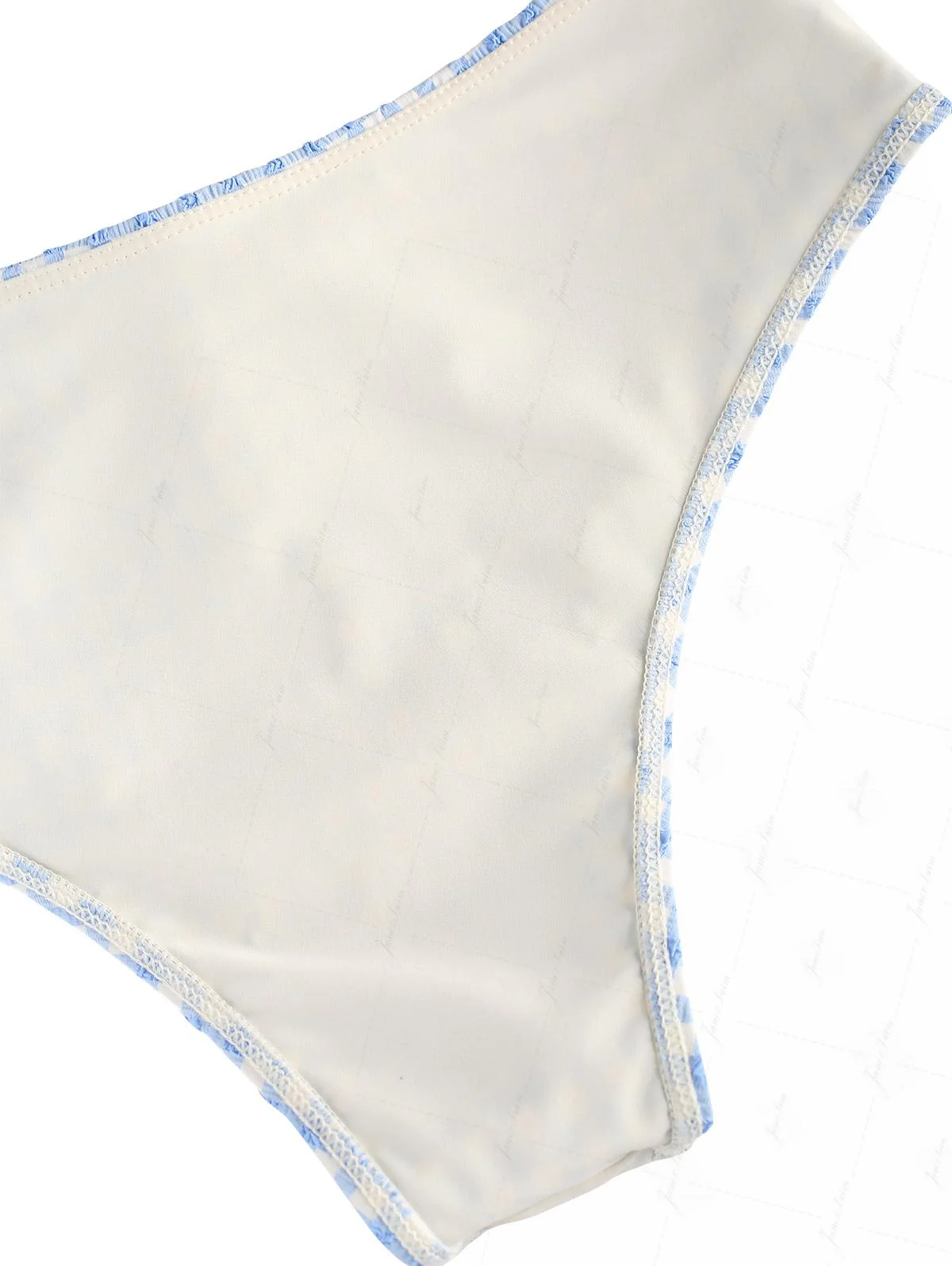 Light Blue Grid Textured Plunging Neck Halter Tied Tankini Set - Image 8