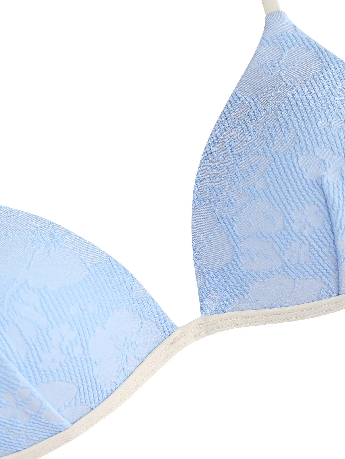 Light Blue Recycled Fabric Jacquard Push Up Top & Cheeky Brazilian Bottom Bikini Set - Image 4