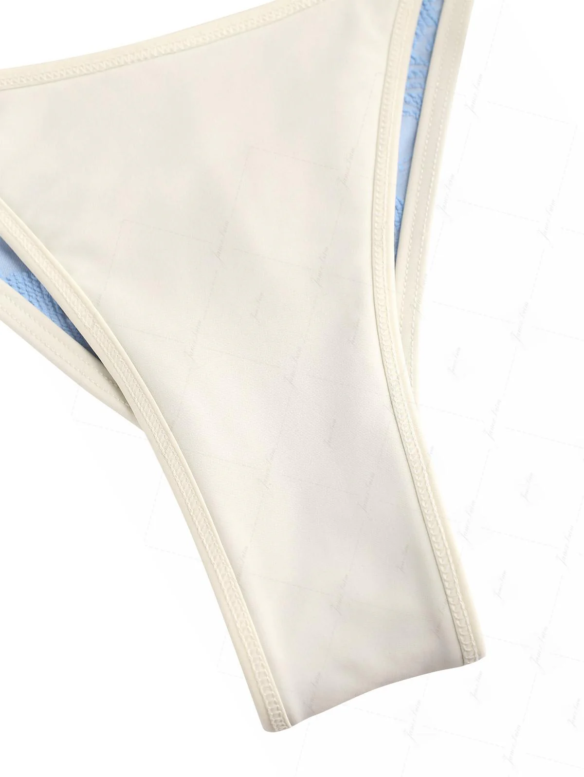 Light Blue Recycled Fabric Jacquard Push Up Top & Cheeky Brazilian Bottom Bikini Set - Image 9