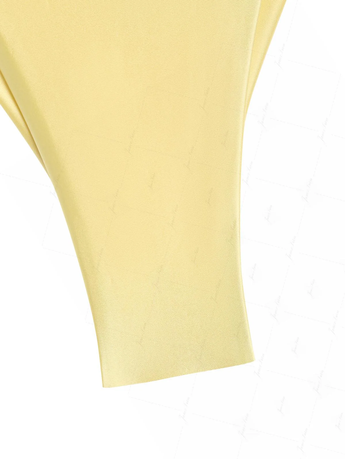 Light Yellow Satin Ruched Triangle Top & Cheeky Brazilian Bottom Bikini Set - Image 6