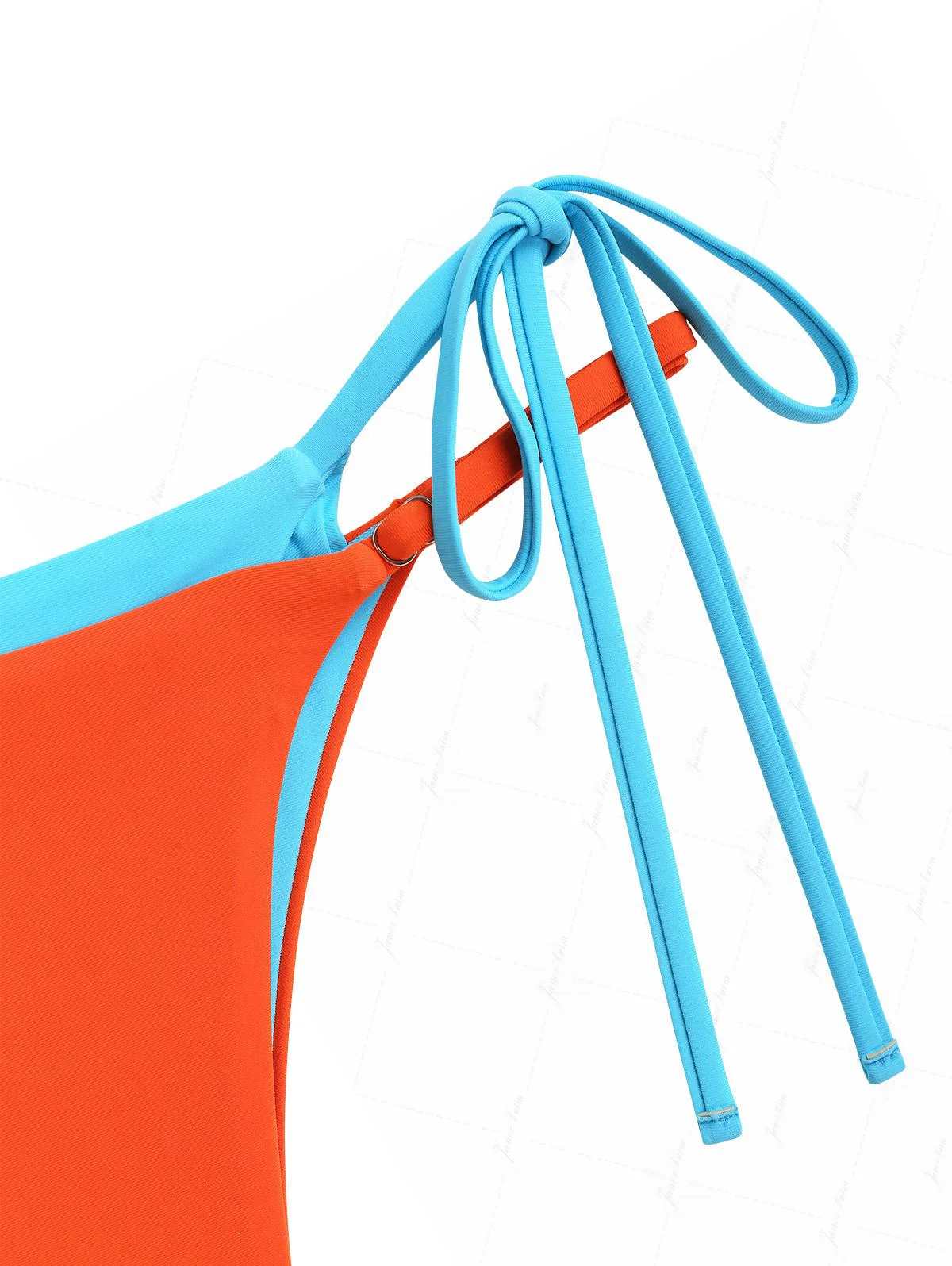 Orange Colorblock Two Tone String Double Layer Bikini Set - Image 5