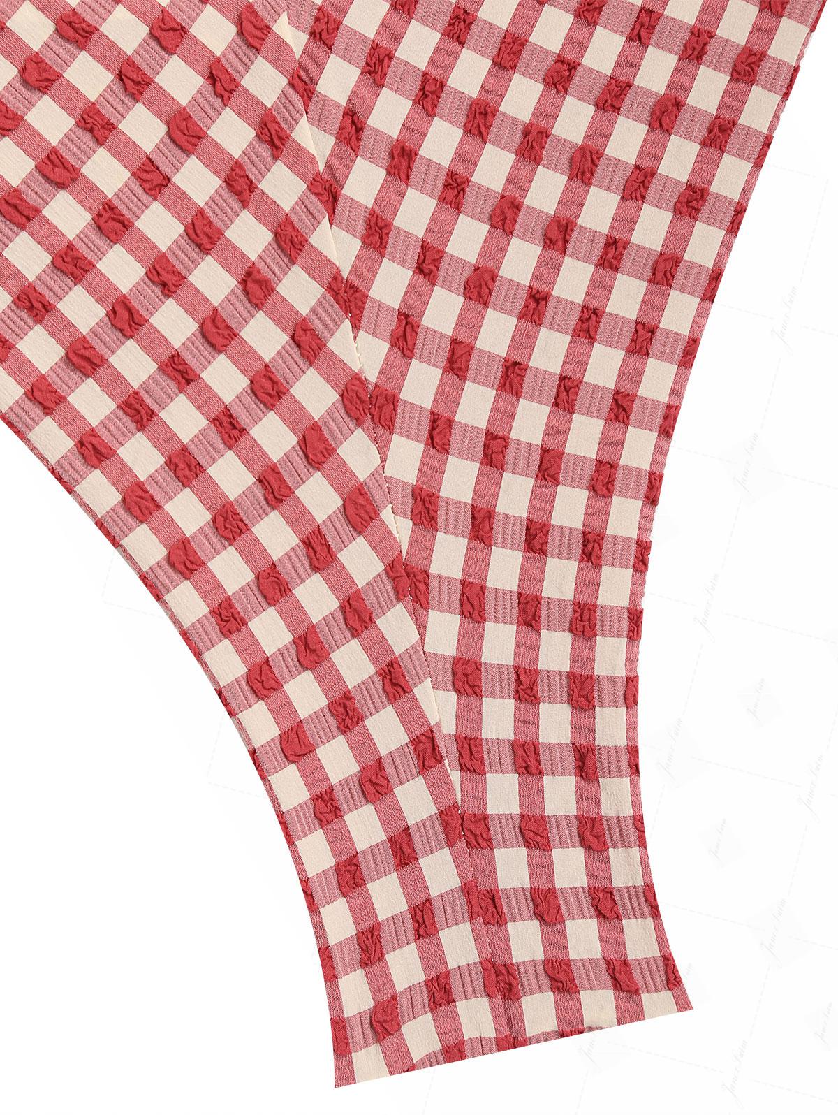 Pomegranate Red Gingham Lace Tank Top & Cheeky Brazilian Bottom Tankini Set - Image 7