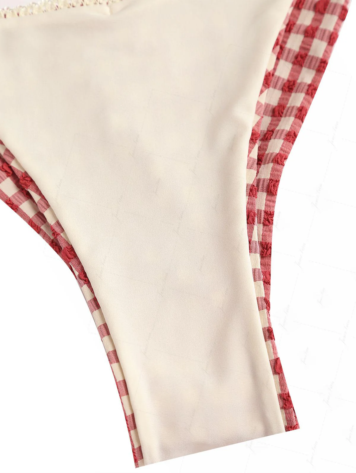 Pomegranate Red Gingham Lace Tank Top & Cheeky Brazilian Bottom Tankini Set - Image 8