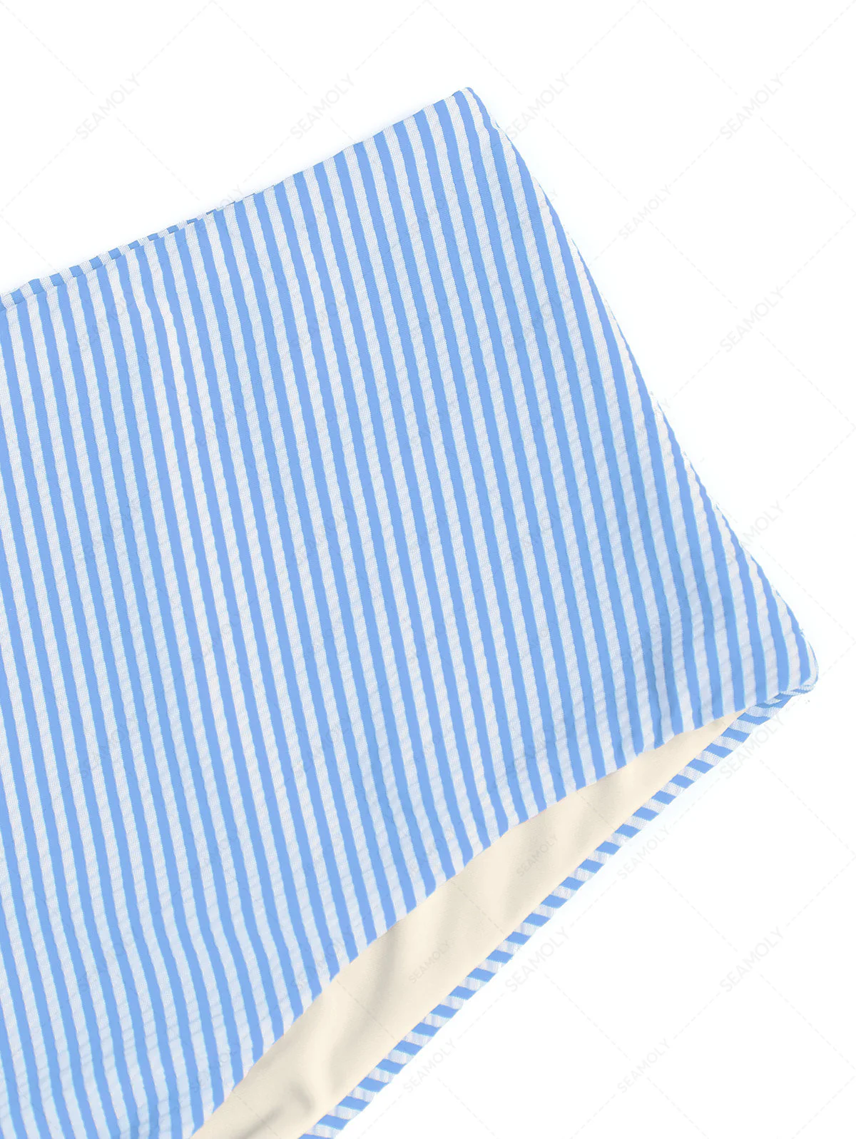Striped High Waisted Bikini Bottom Moderate Coverage Swim Boyshorts - Image 10