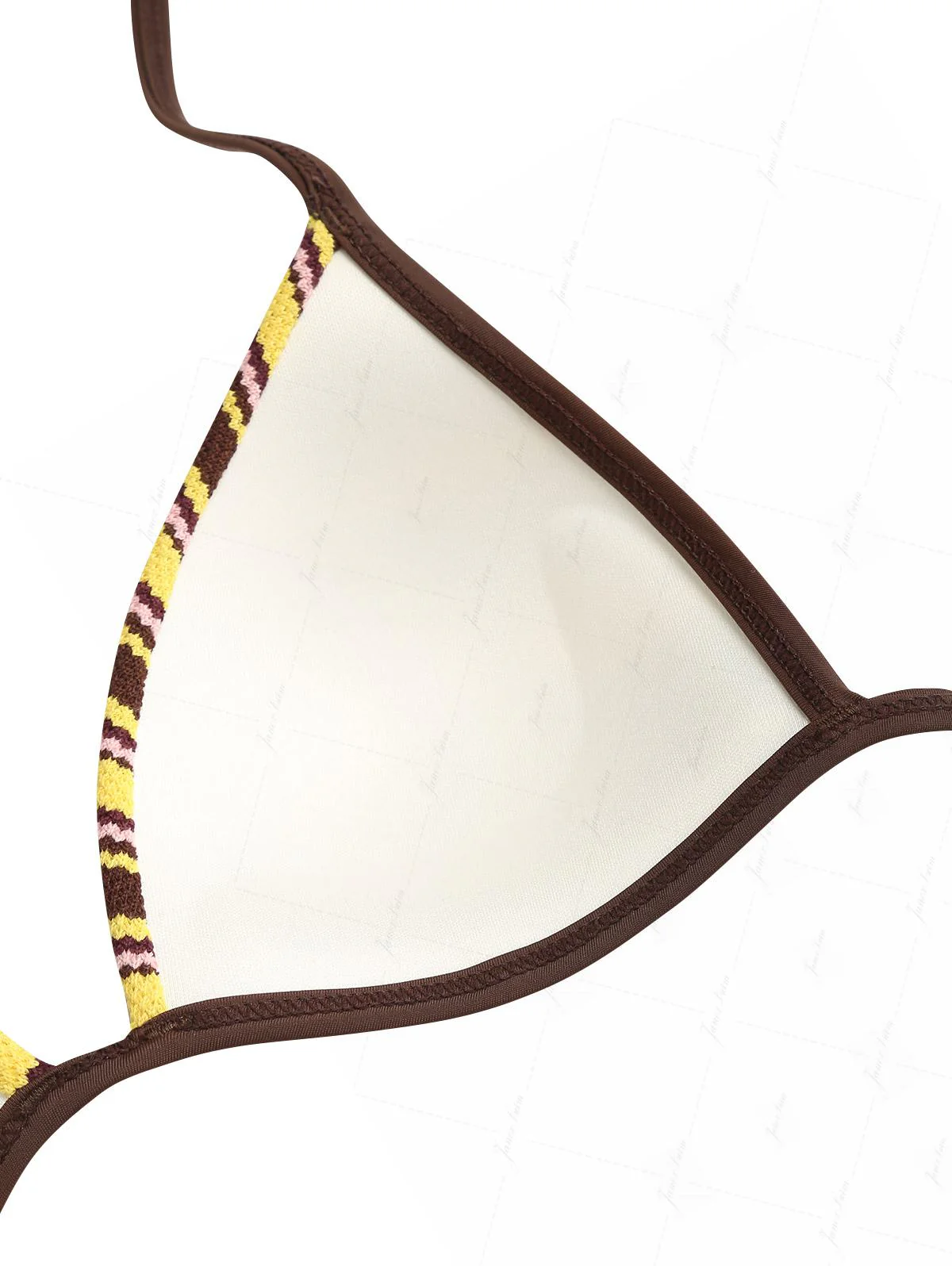 Yellow Knit Striped Textured Triangle Push Up Bikini Set - Image 4
