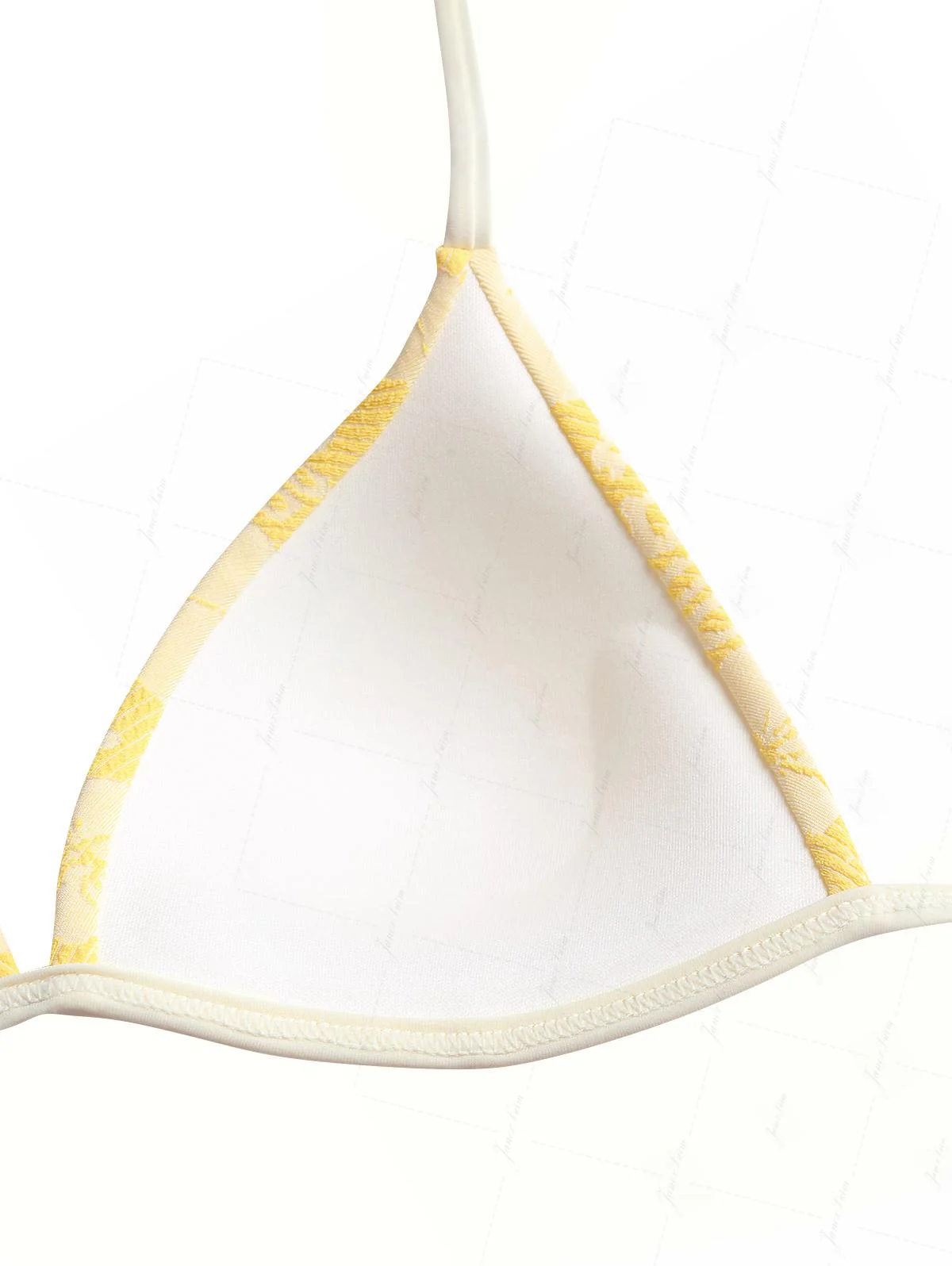 Yellow Recycled Fabric Jacquard Push Up Top & Cheeky Brazilian Bottom Bikini Set - Image 4
