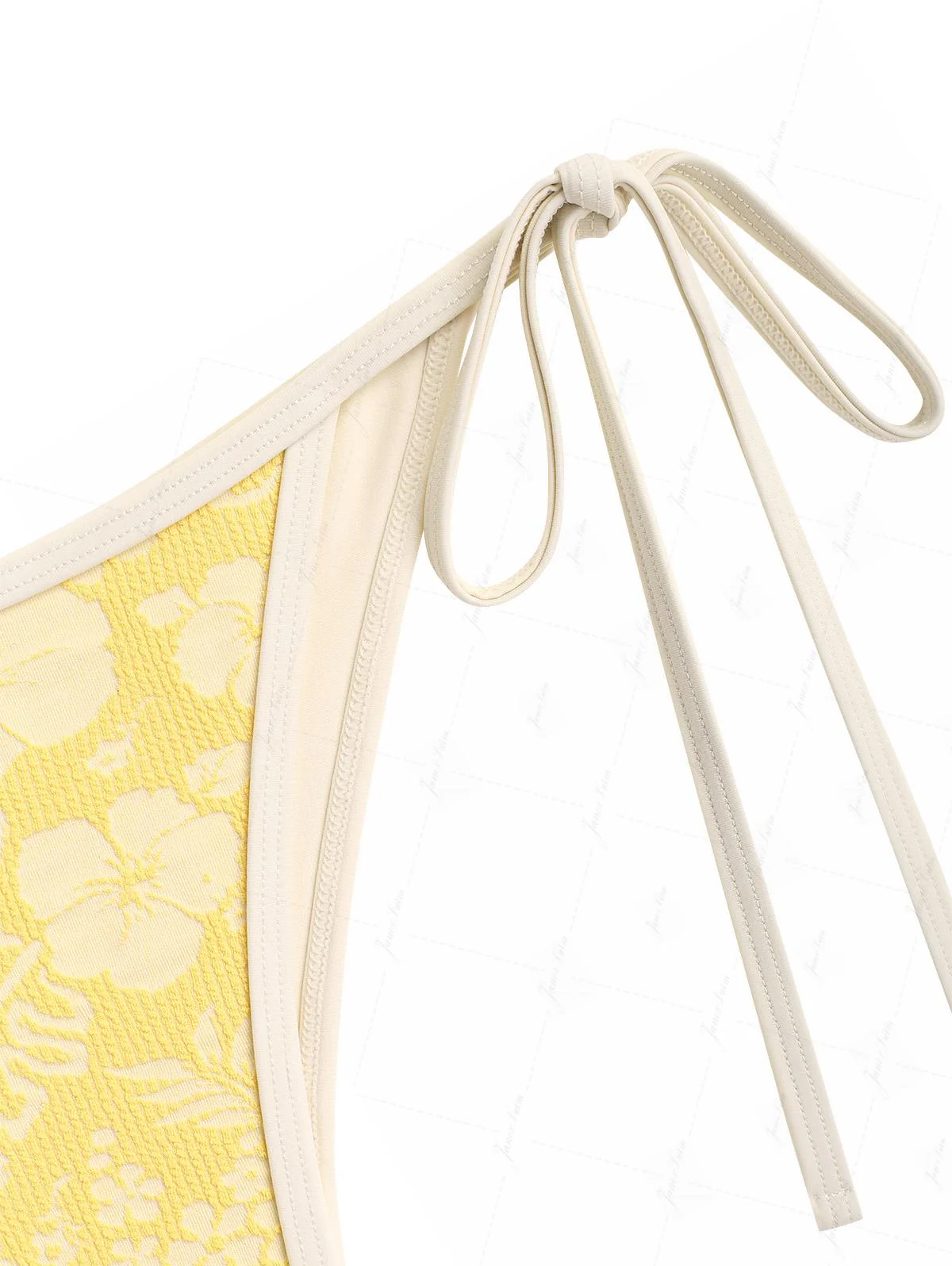 Yellow Recycled Fabric Jacquard Push Up Top & Cheeky Brazilian Bottom Bikini Set - Image 5
