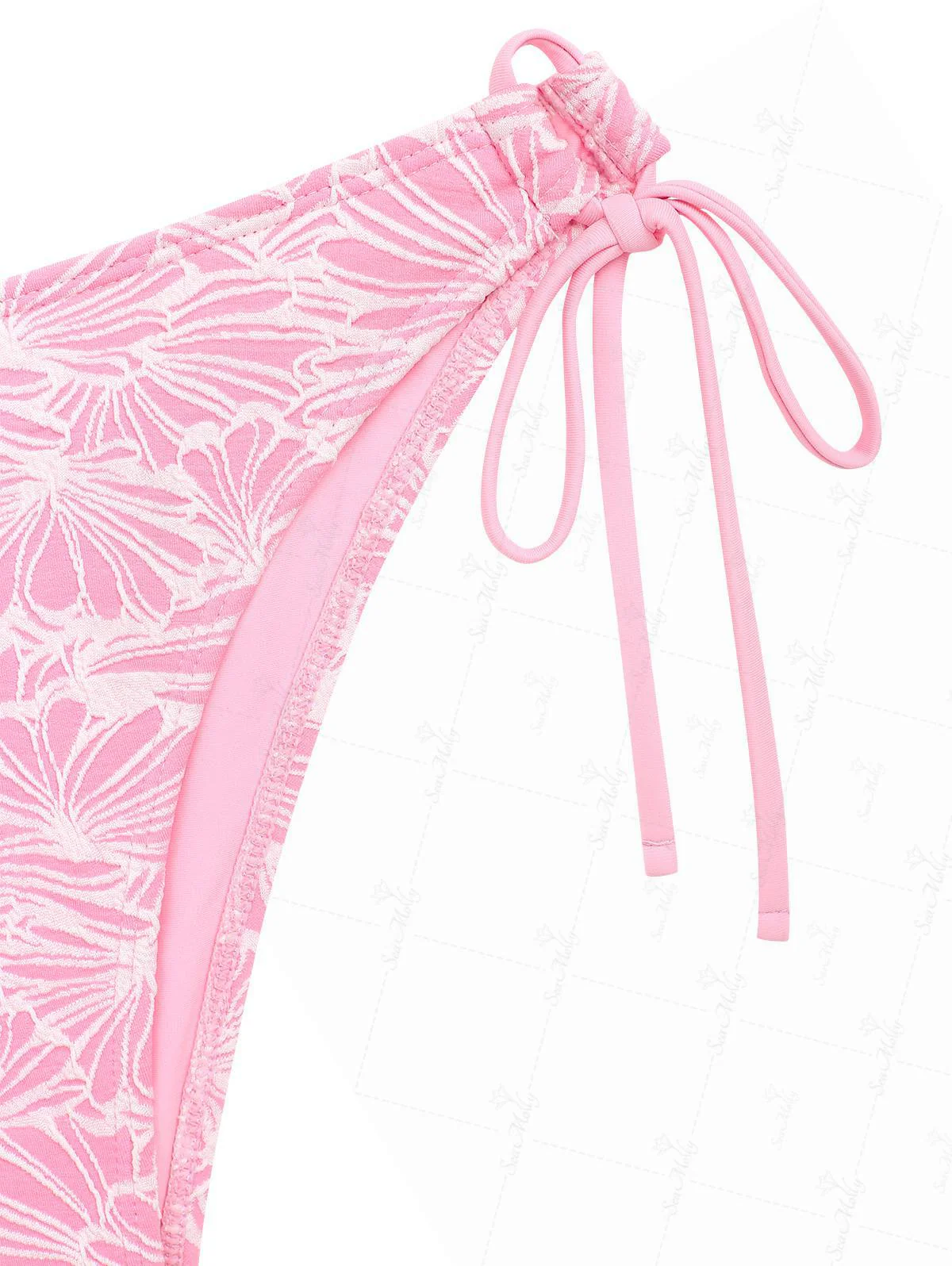 Seamolly Floral Jacquard Textured Halter Tie Side Tankini Set - Image 6