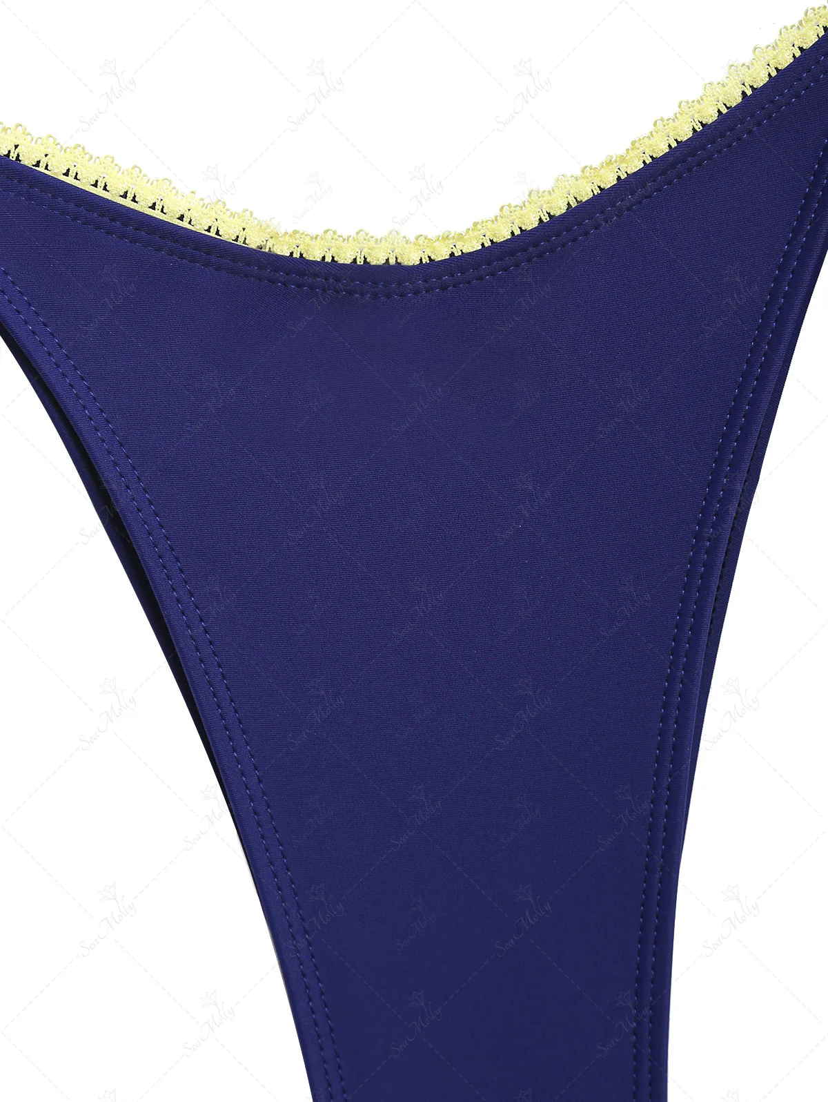 Seamolly Picot Trim Bow Decor Halter Tie Triangle String Bikini Set - Image 10