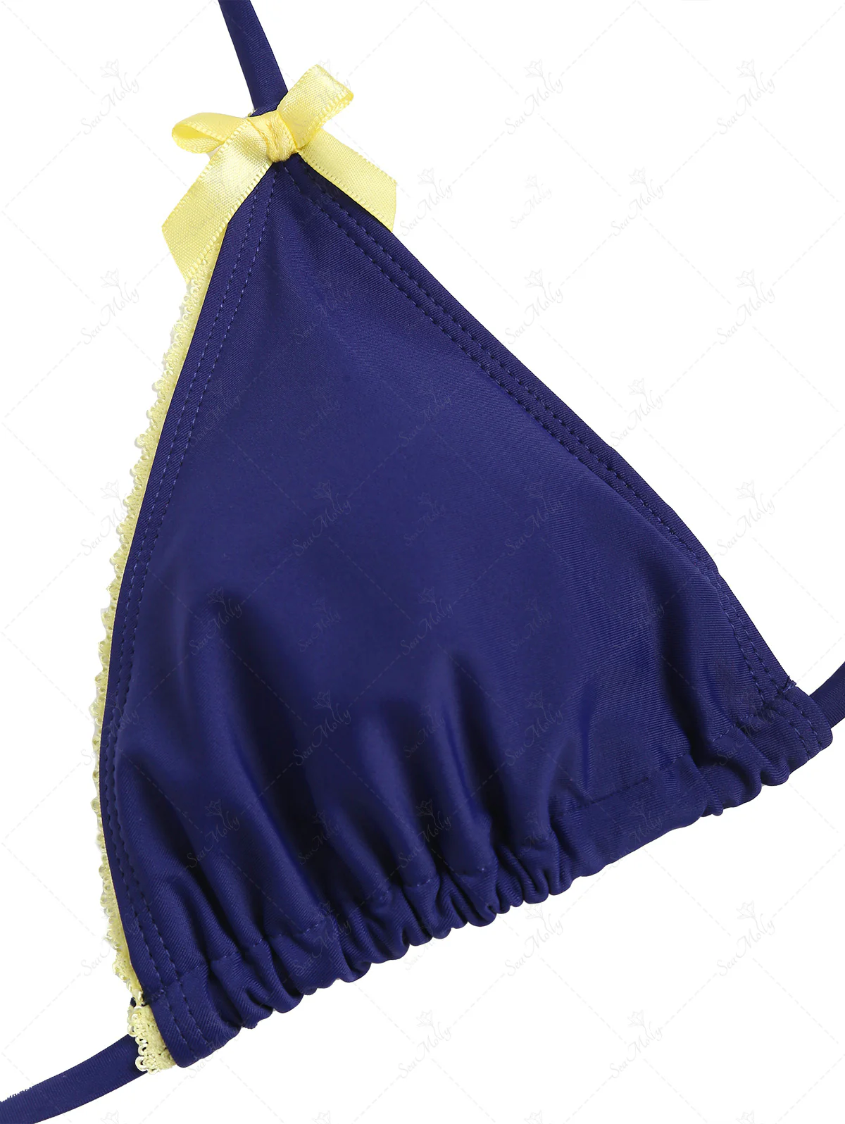 Seamolly Picot Trim Bow Decor Halter Tie Triangle String Bikini Set - Image 9