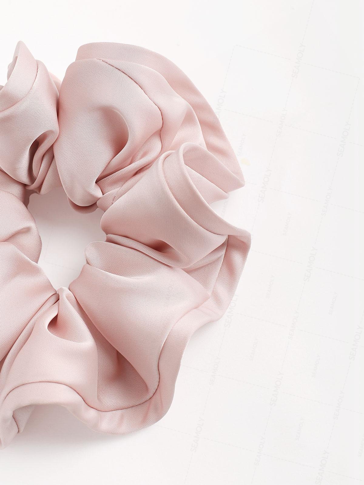 Satin Solid Color Flower Bud Shape Ruffled Large Hair Scrunchie - Image 10