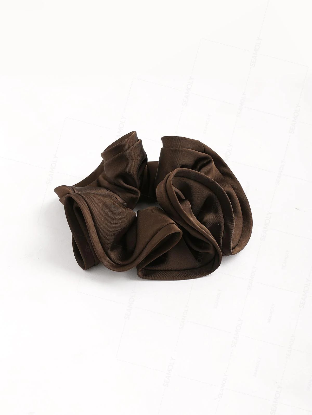 Satin Solid Color Flower Bud Shape Ruffled Large Hair Scrunchie - Image 12