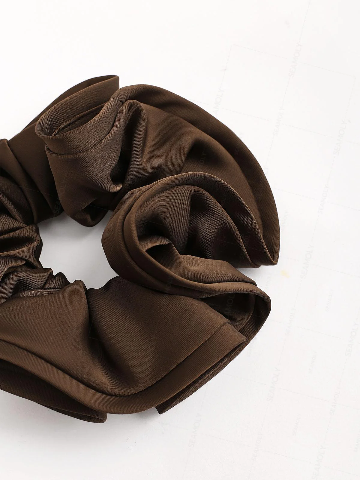 Satin Solid Color Flower Bud Shape Ruffled Large Hair Scrunchie - Image 13
